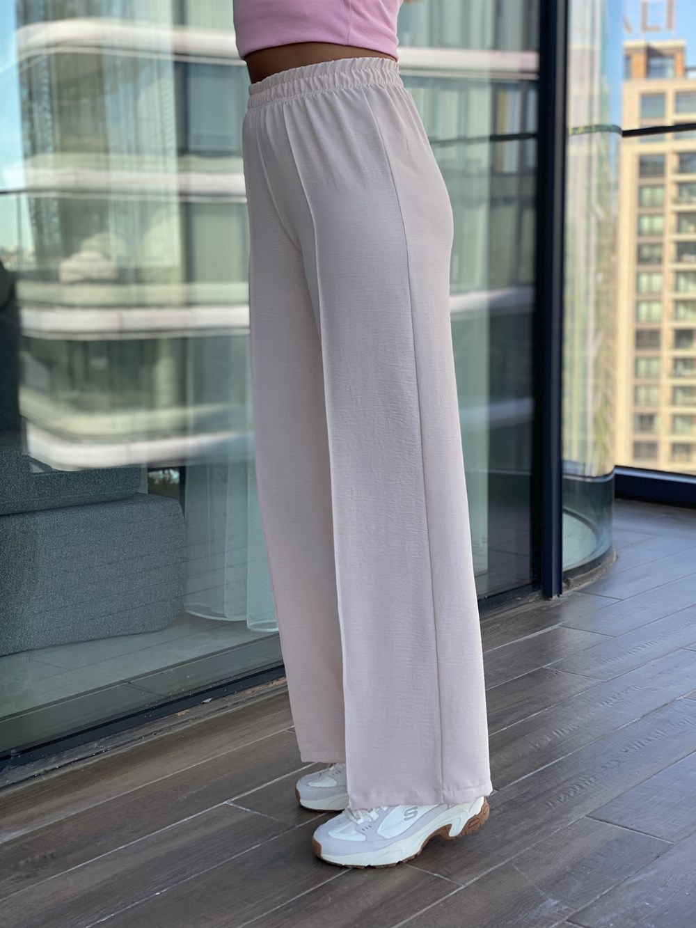 Bej Önü Dikişli Aerobin Pantolon