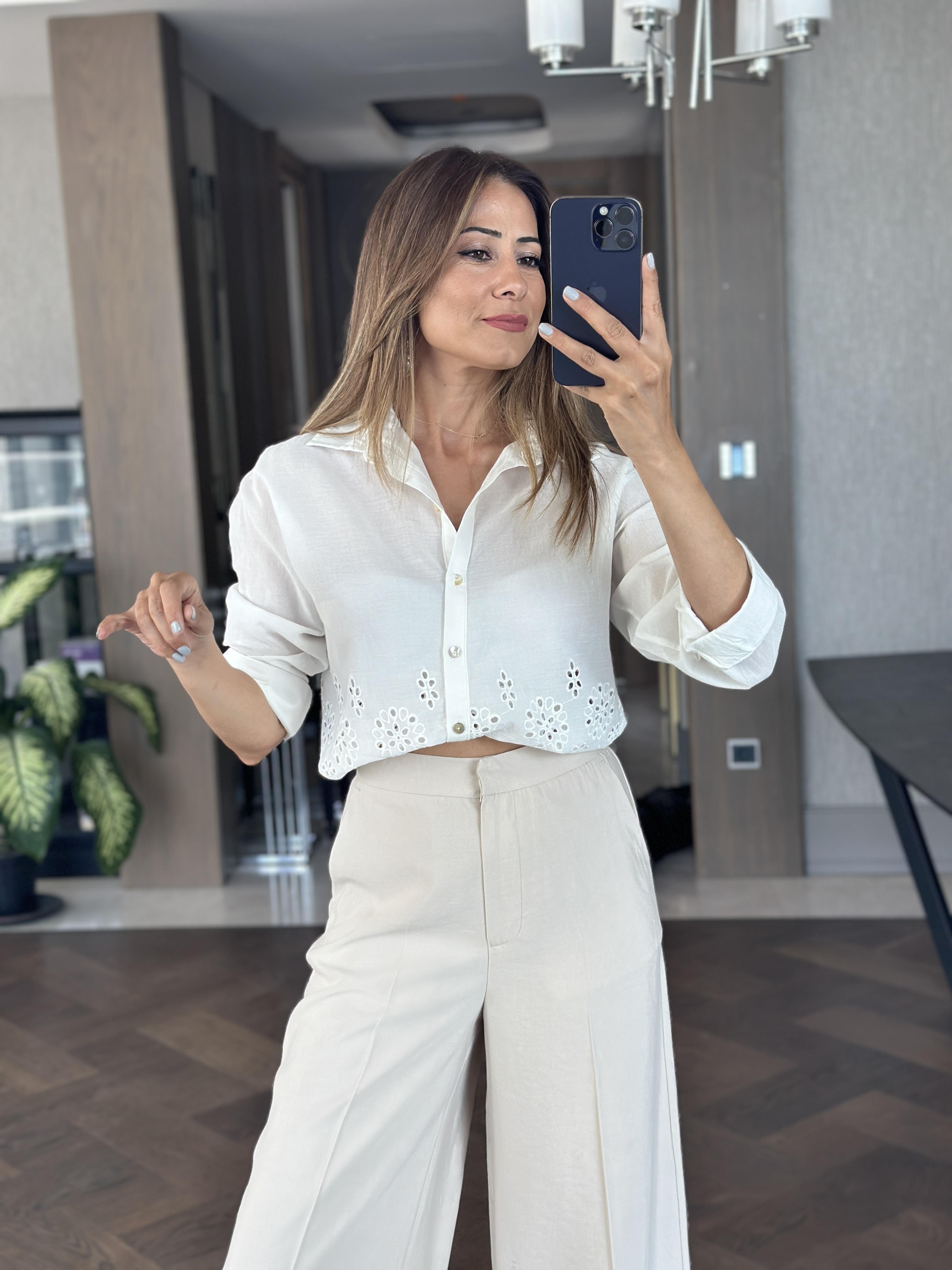 Bej Premium Çift Kancalı Kadın Palazzo Pantolon