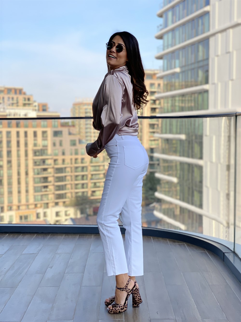 Beyaz Boy Fit Kadın Jean Pantolon