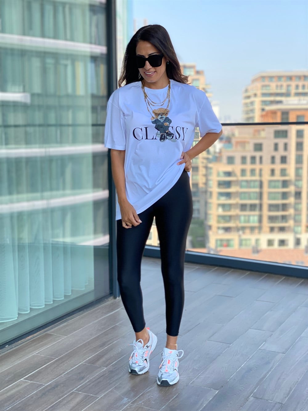 Beyaz Classy Ayıcık T-Shirt 