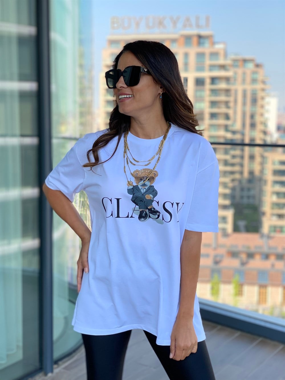 Beyaz Classy Ayıcık T-Shirt 