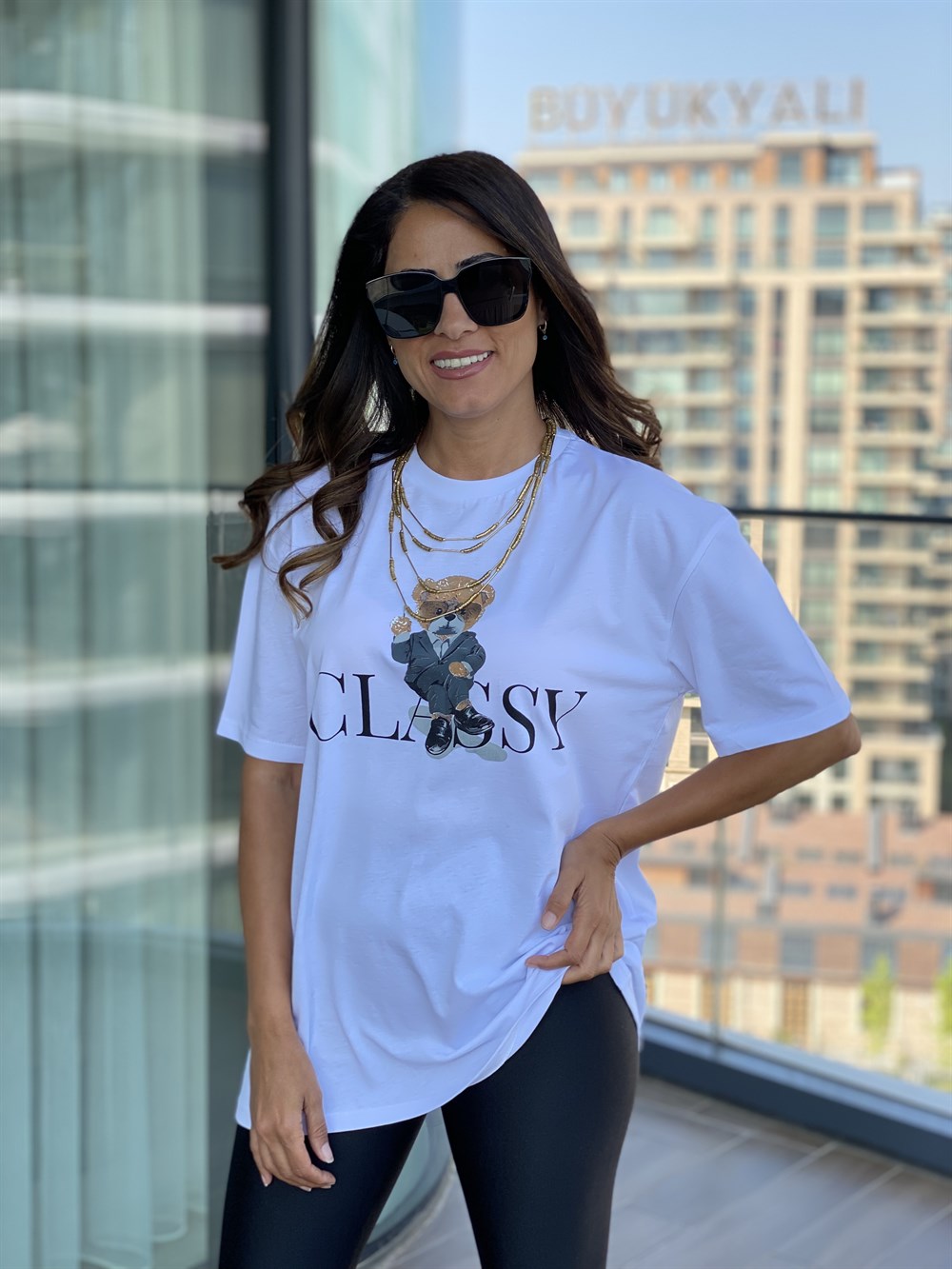 Beyaz Classy Ayıcık T-Shirt 