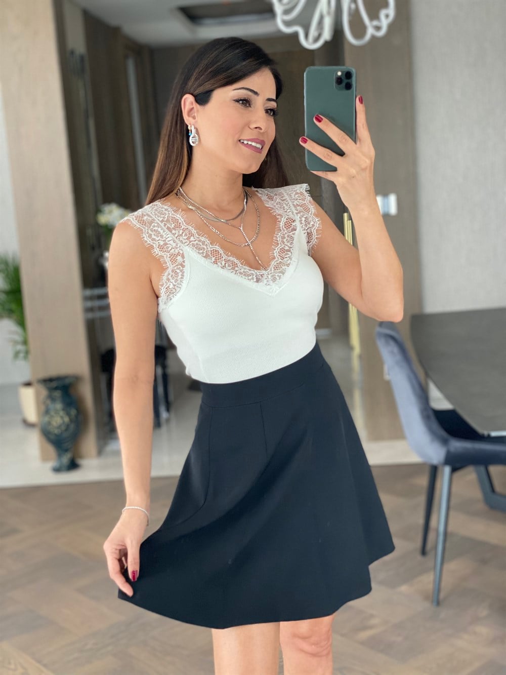 Beyaz Güpür Detay Atlet