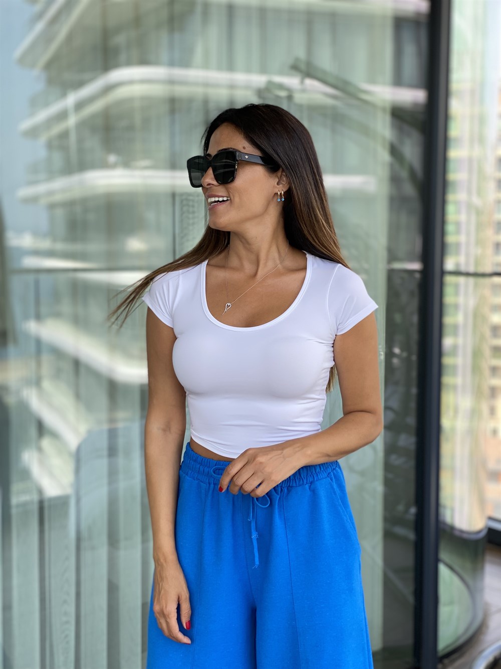 Beyaz Kısa Kol U Yaka Kadın Body