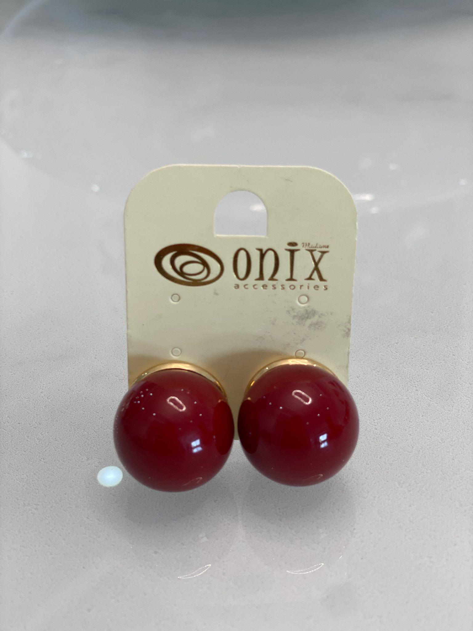 Bordo İthal Mika Top Kadın Küpe