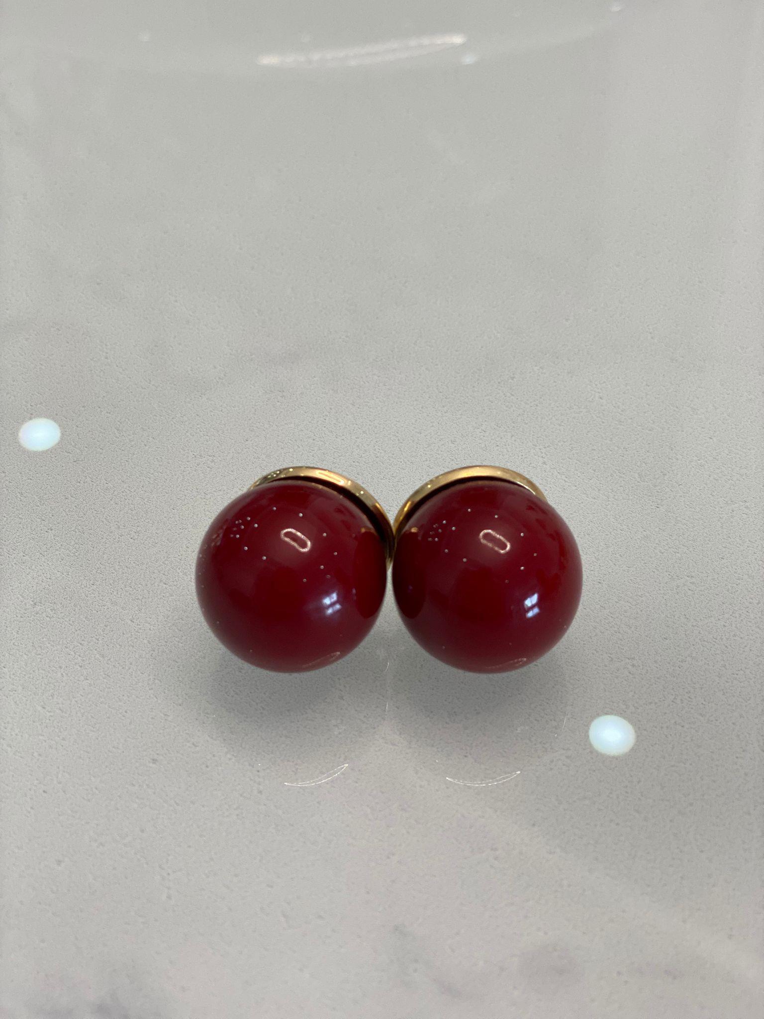 Bordo İthal Mika Top Kadın Küpe