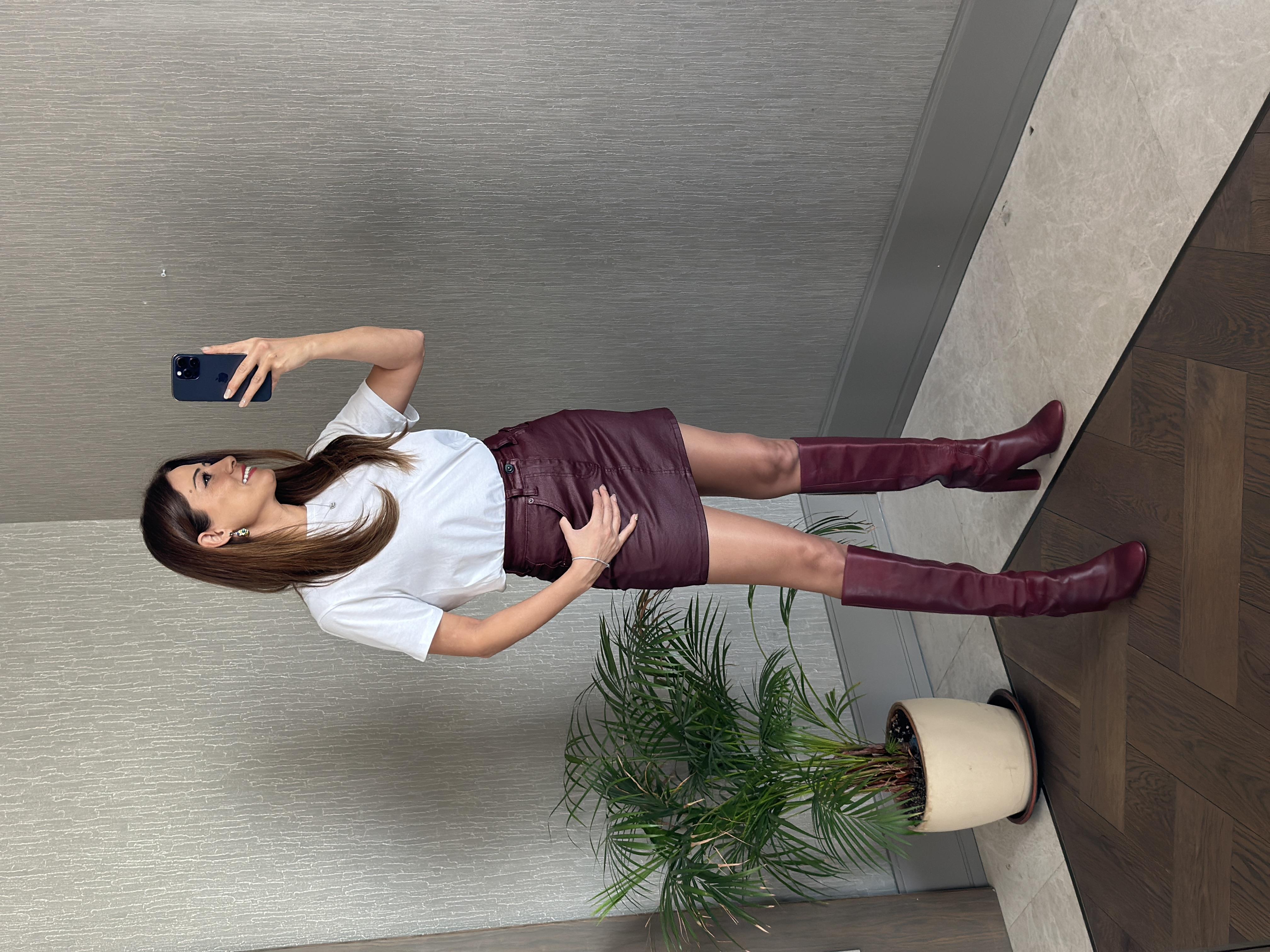 Bordo Marka Model Mumlu Kadın Mini Jean Etek