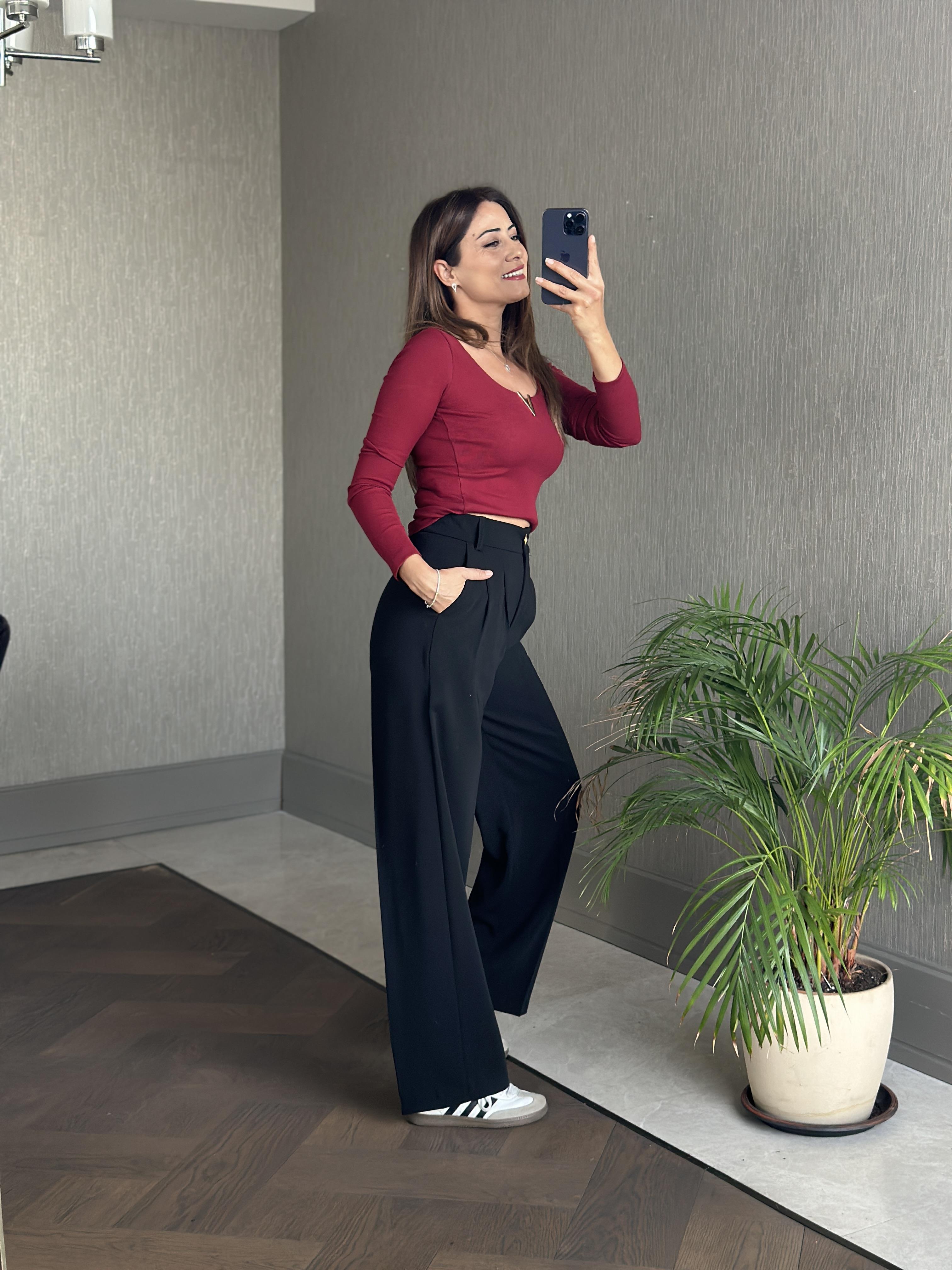 Bordo Uzun Kollu Önü Gold V Demirli Kaşkorse Kadın Body