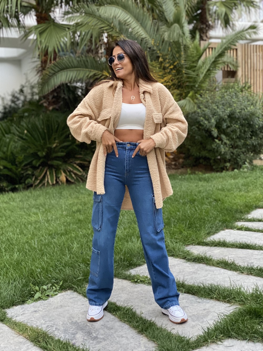 Camel Teddy Kuzu Kıvırcık Kadın Gömlek