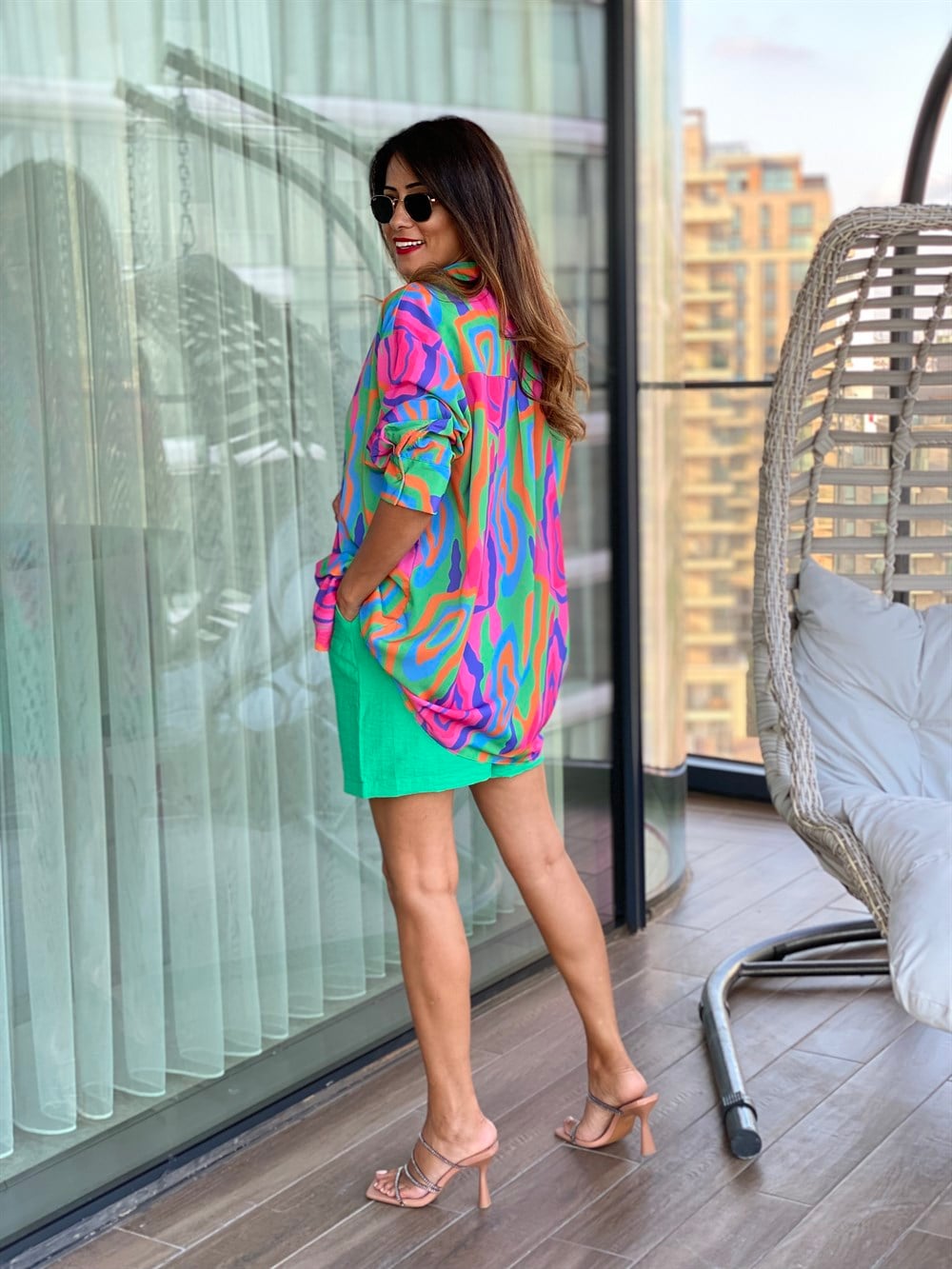 Çok Renkli Oversize  Kadın Gömlek