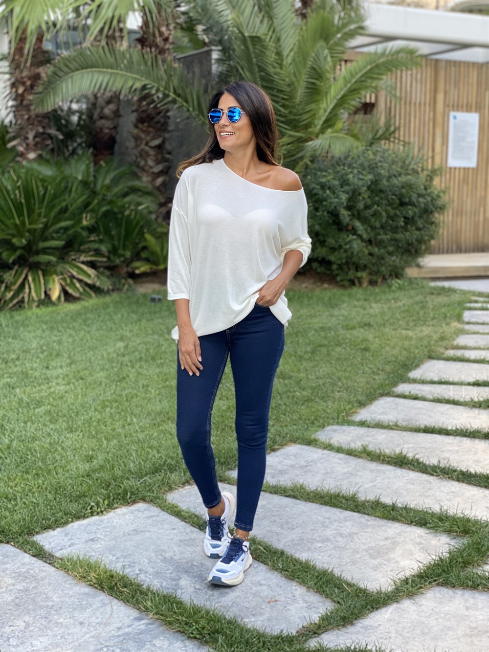 Ekru Düz Merserize Kadın Bluz