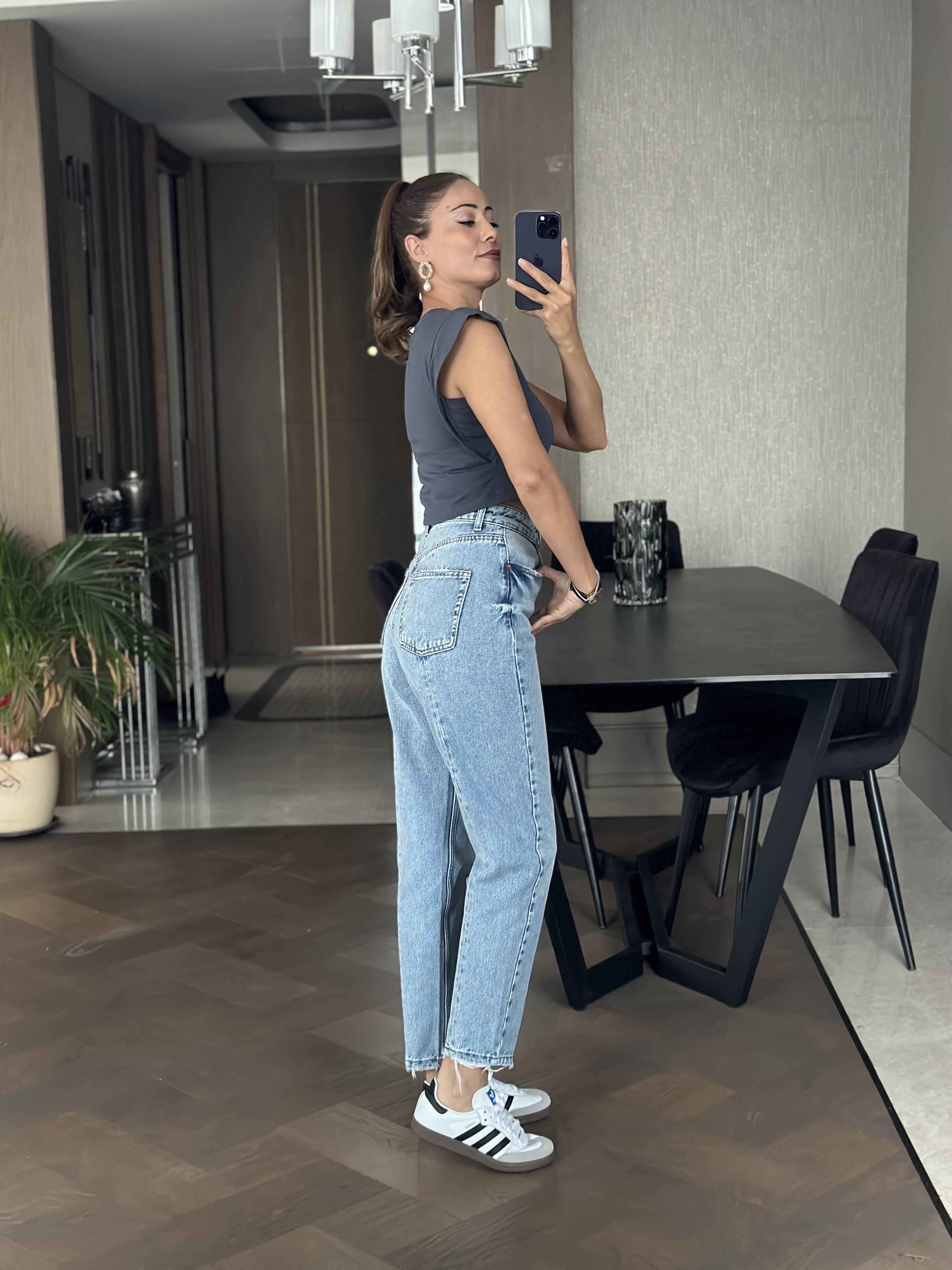 Füme Vatka Görünümlü Sıfır Kol Kadın Crop Body