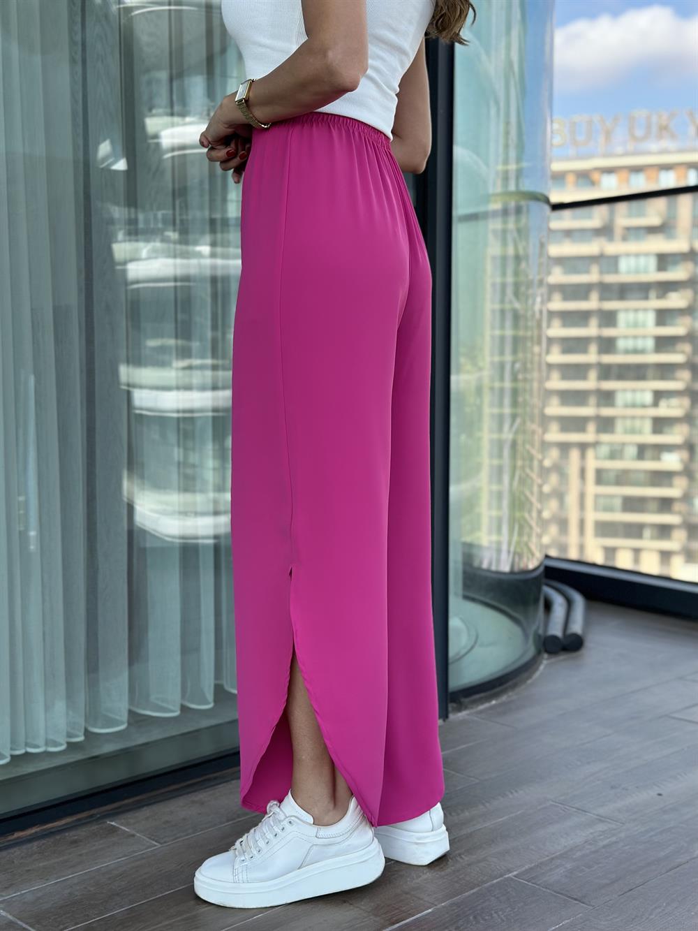 Fuşya Oval Kesim Yırtmaçlı Aerobin Kadın Pantolon