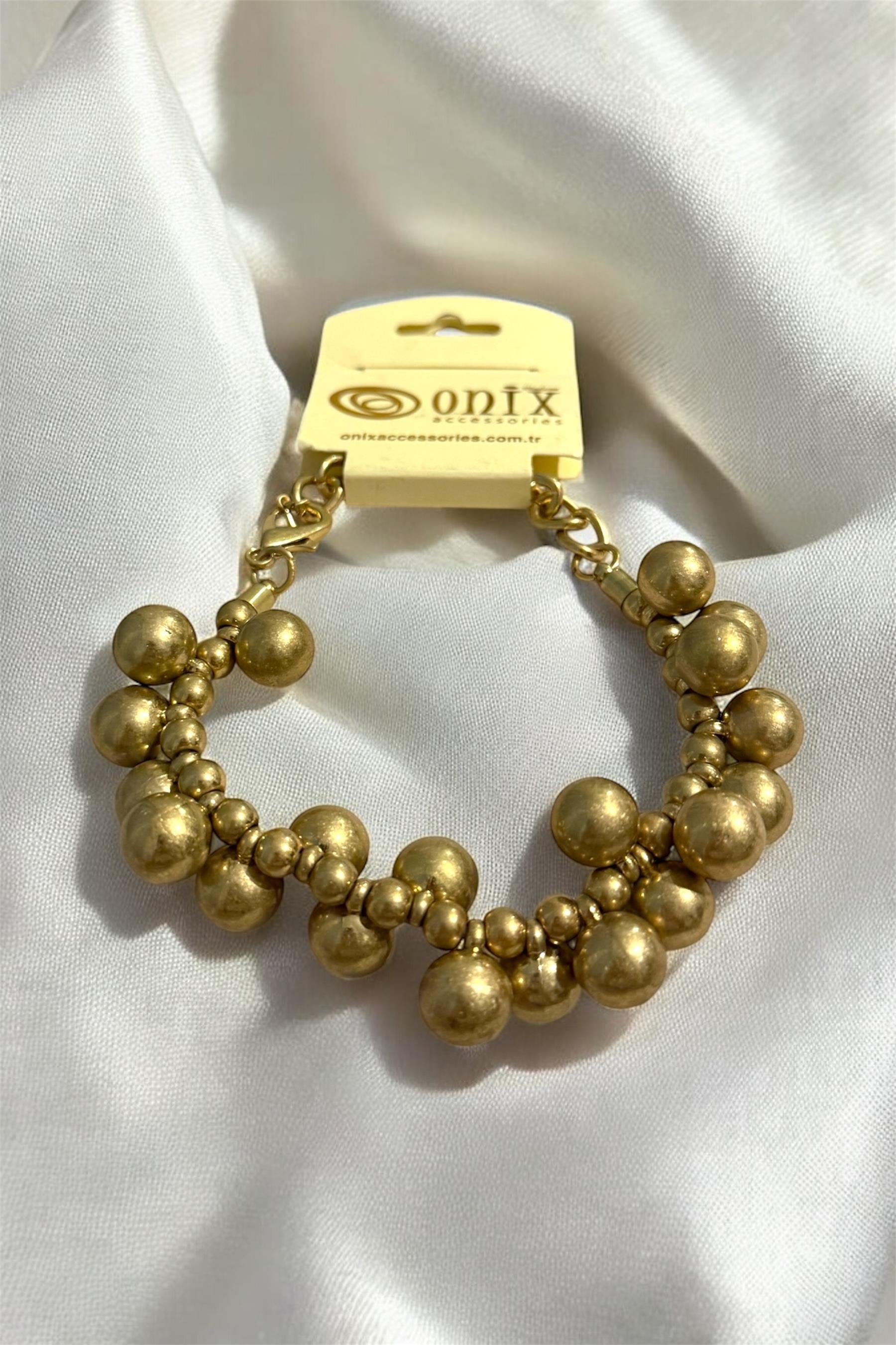 Gold İthal Dorika Metal Top Zincirli Kadın Bileklik