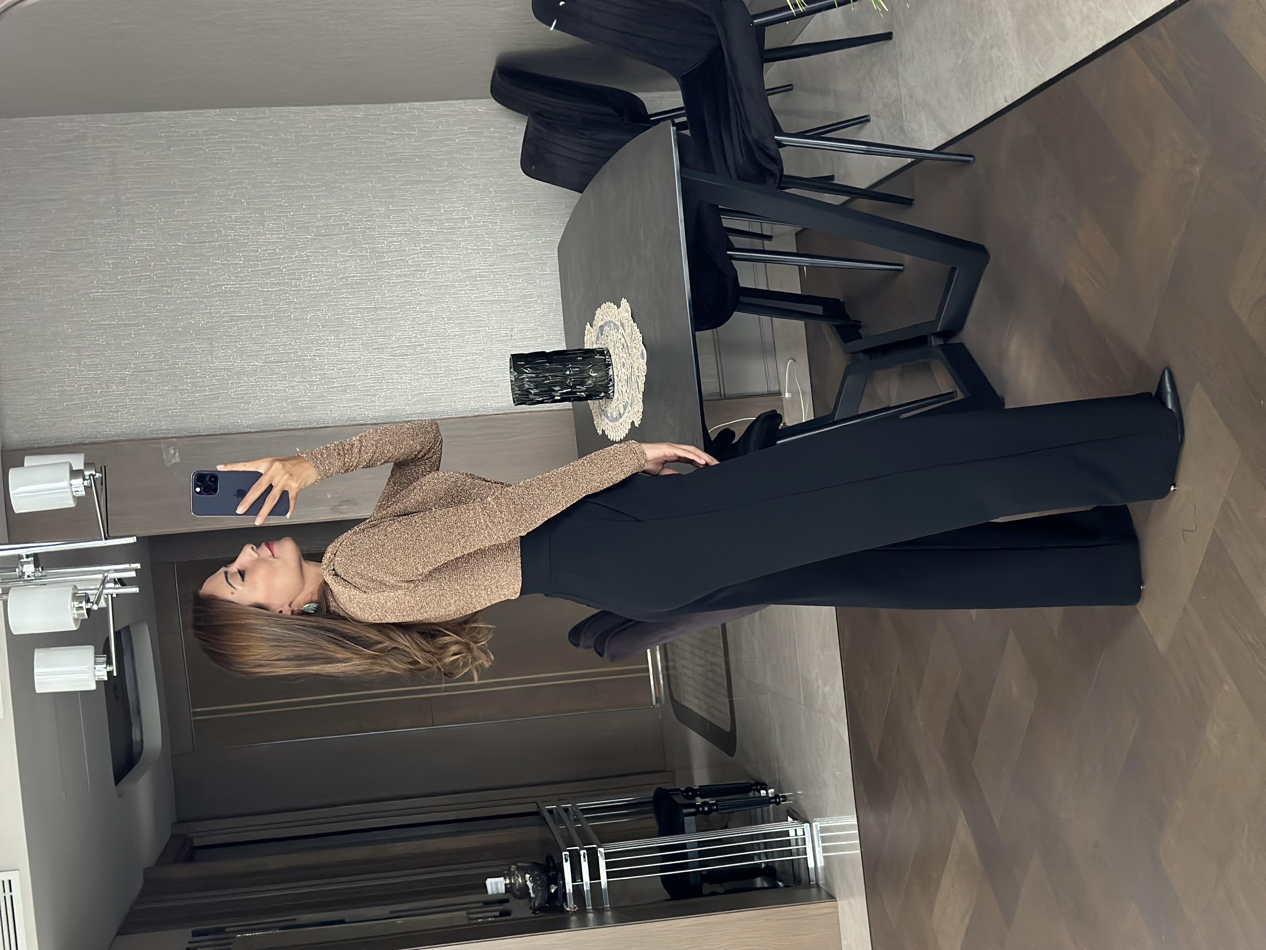 Gold Simli Vatkalı Kruvaze Yaka Kadın BodySuit