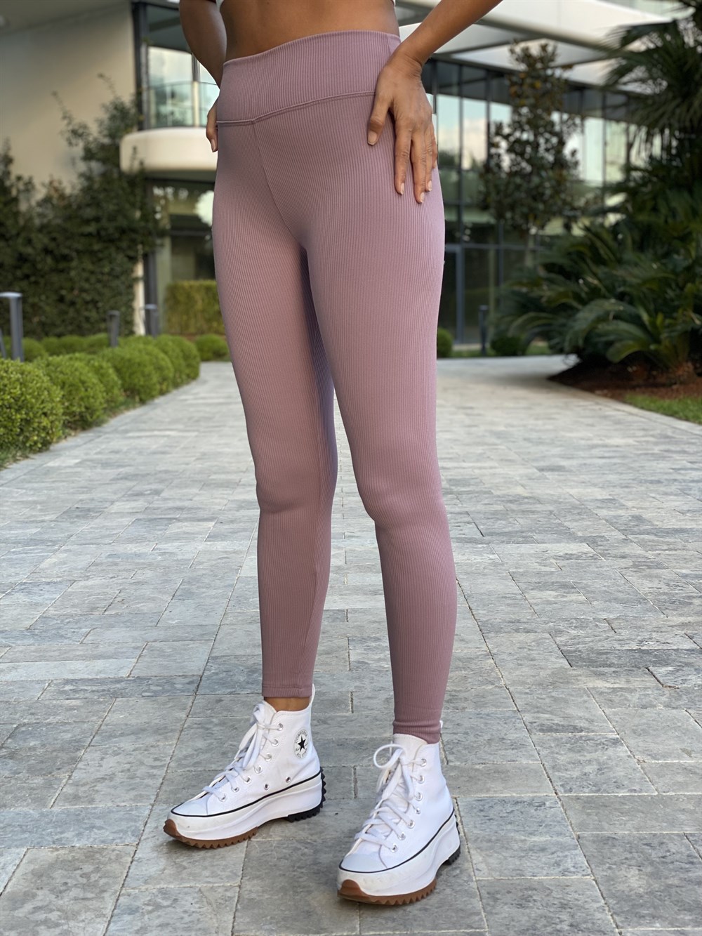 Gül Kurusu Fitilli İçi Şardonlu Kadın Tayt