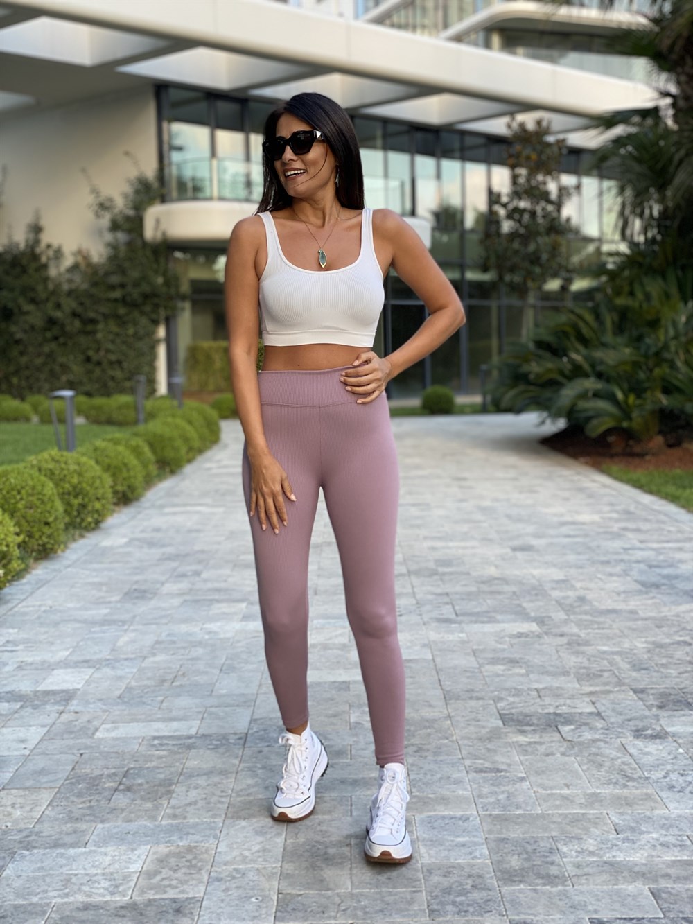 Gül Kurusu Fitilli İçi Şardonlu Kadın Tayt