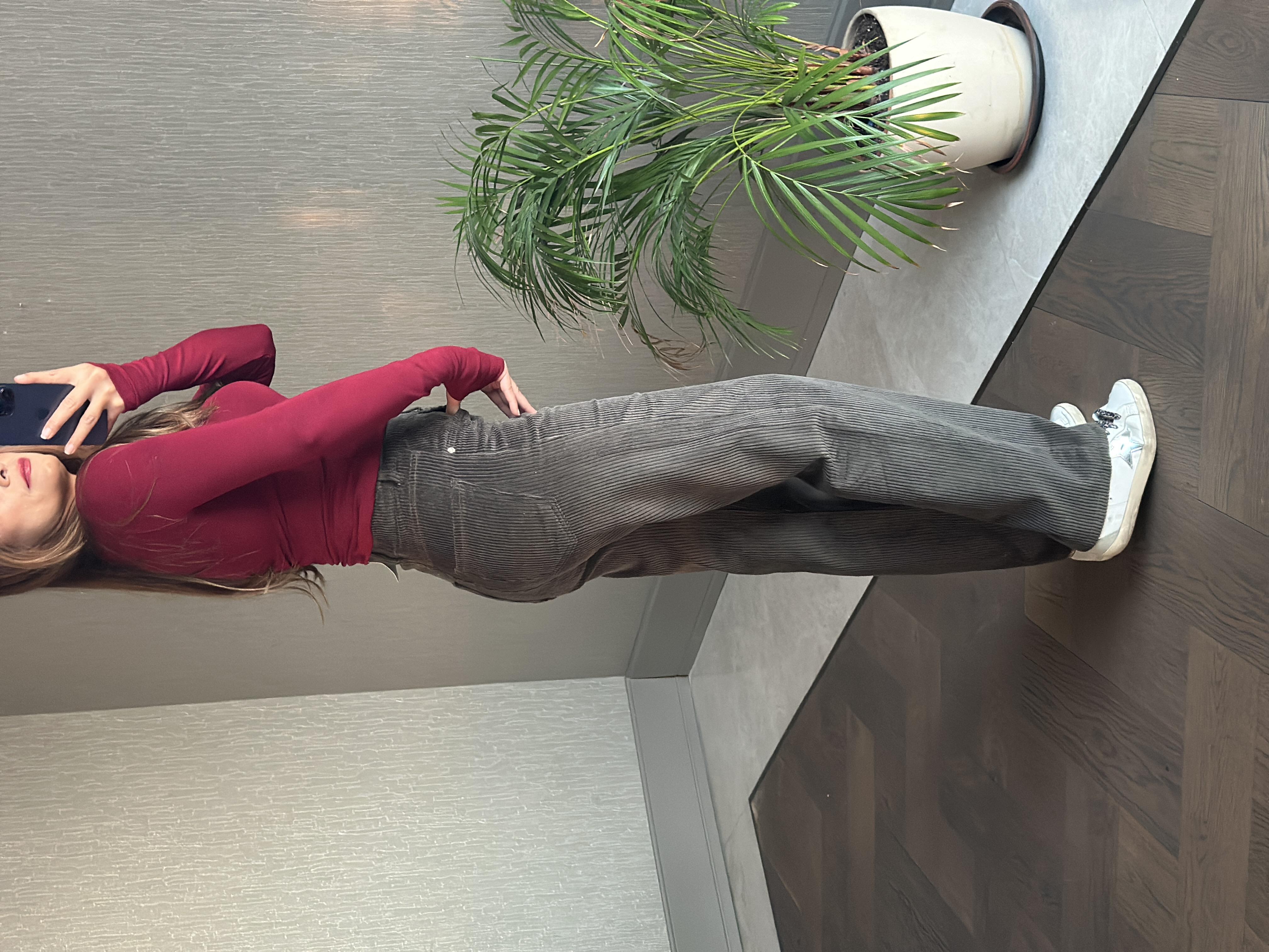 Haki Marka Model Straight Fitilli Kadın Kadife Pantolon