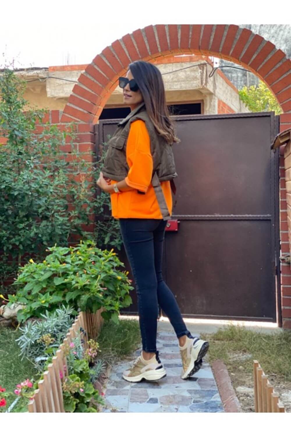 Haki Şişme Crop Yelek
