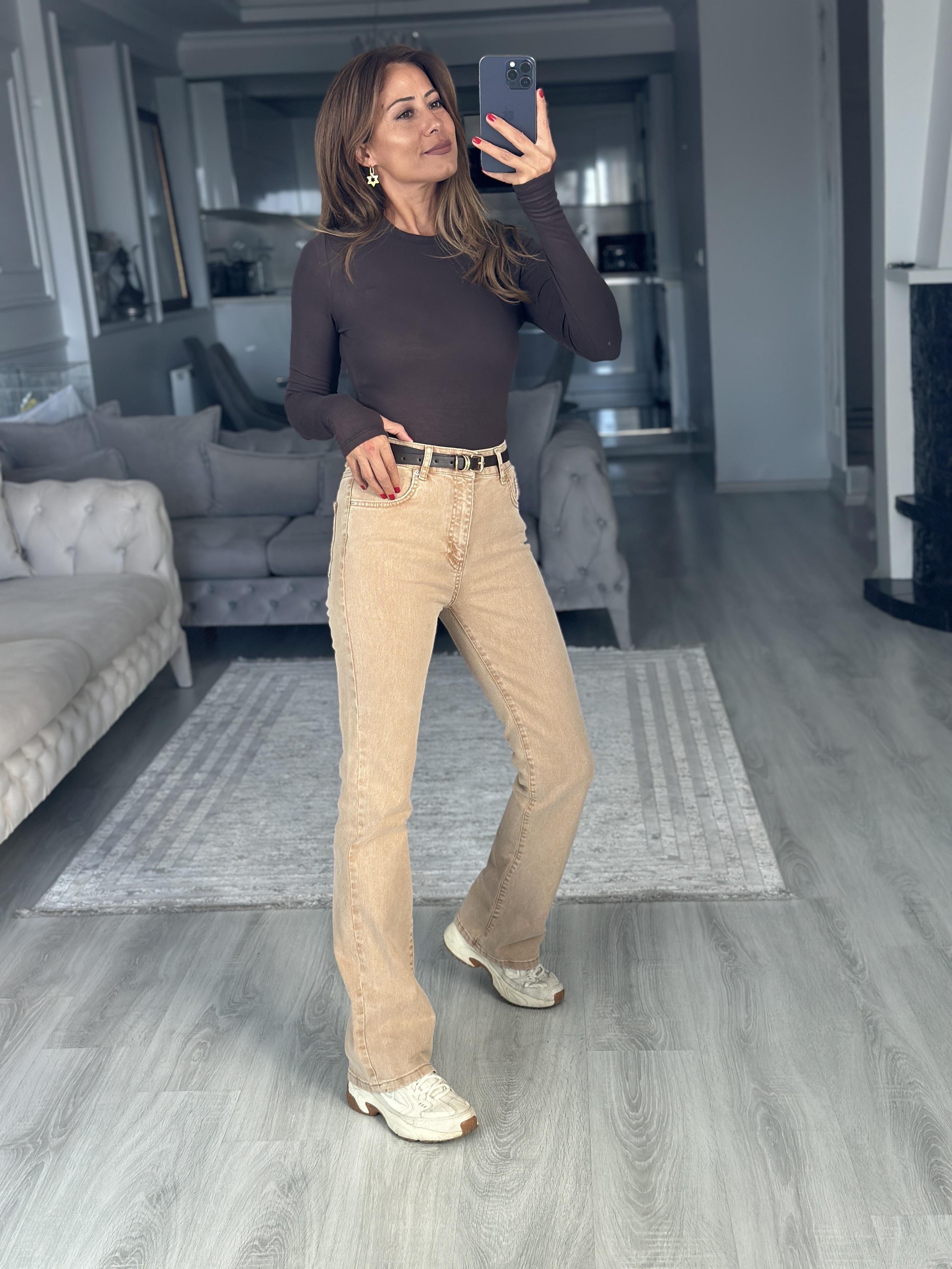 Hardal Comfort Bootcut Flare Kadın Jean Pantolon