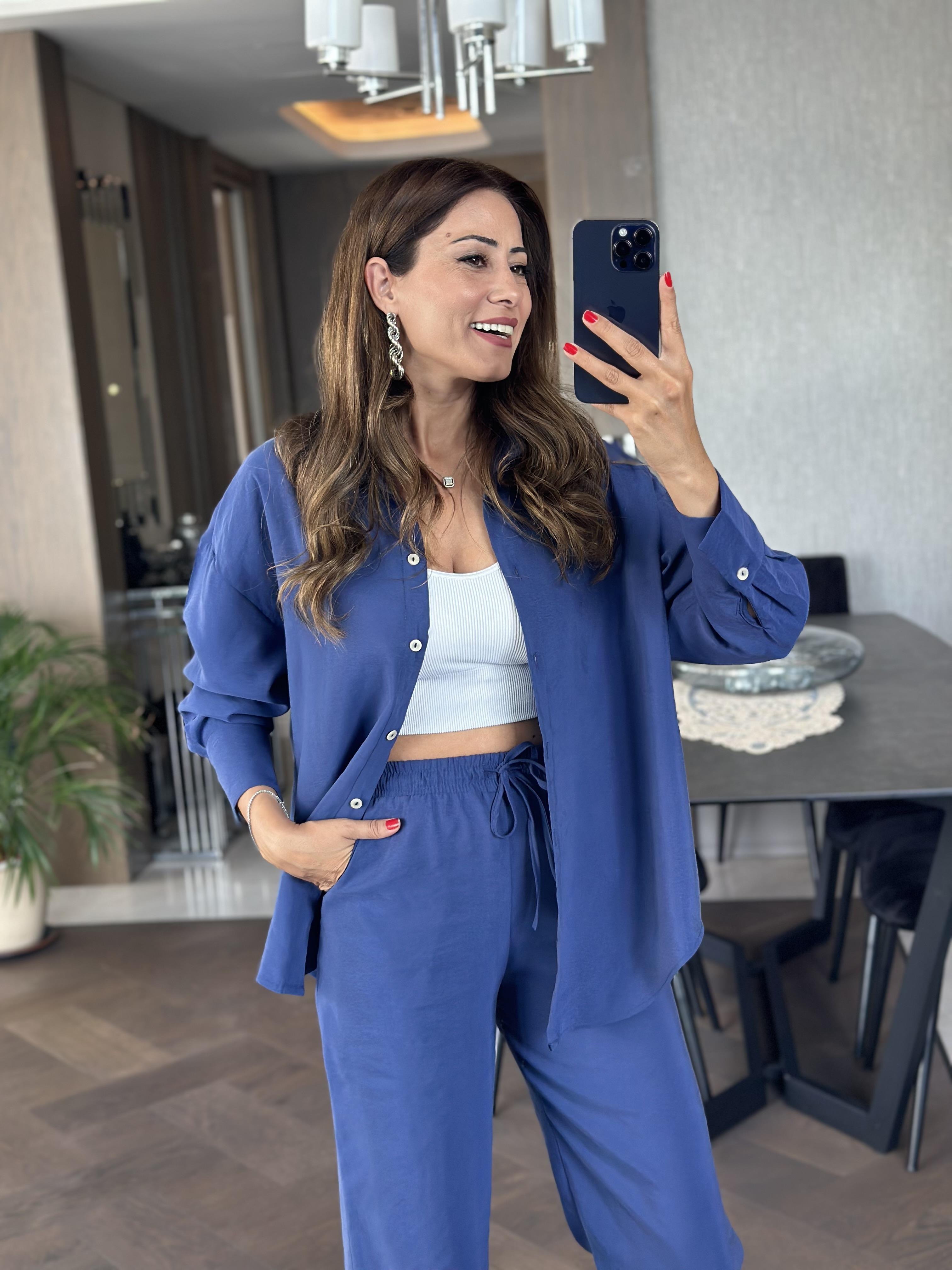 İndigo Orjinal Marka Tnsel Gömlek Pantolon Kadın Alt Üst Takım