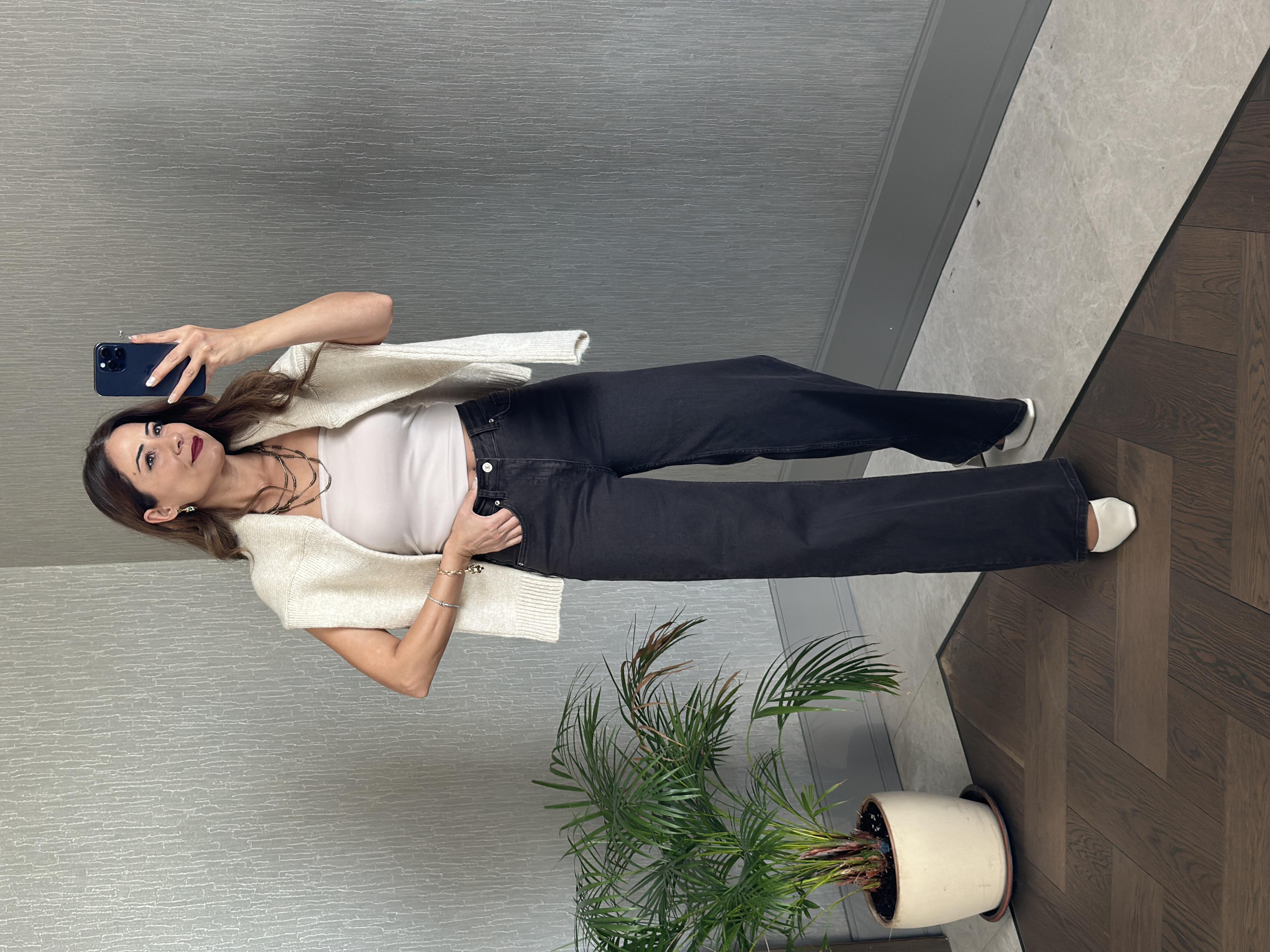 Kahverengi Yıkamalı Karol Wide Leg Likralı Kadın Jean Pantolon