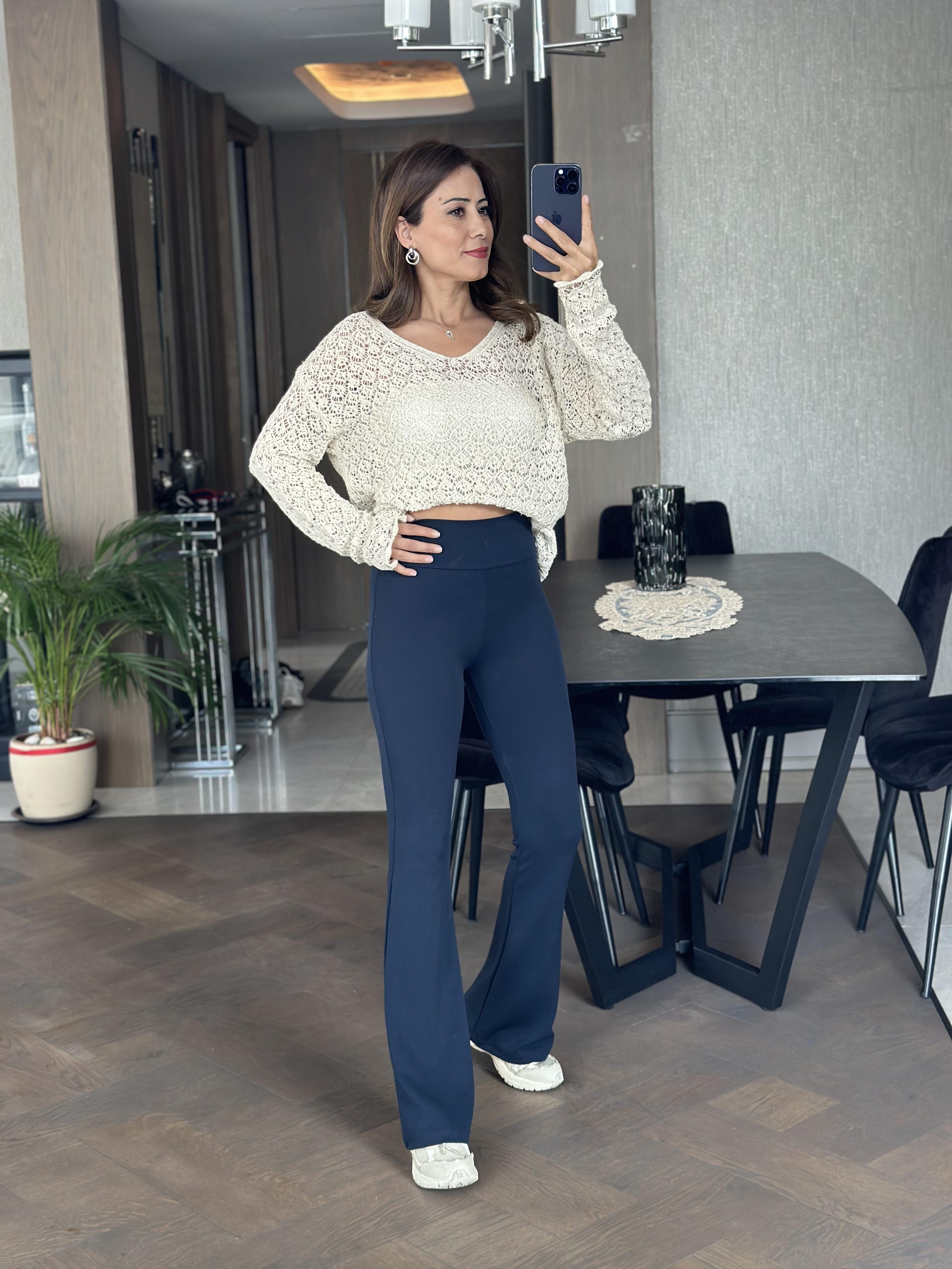 Lacivert Modal İspanyol Paça Kadın Tayt