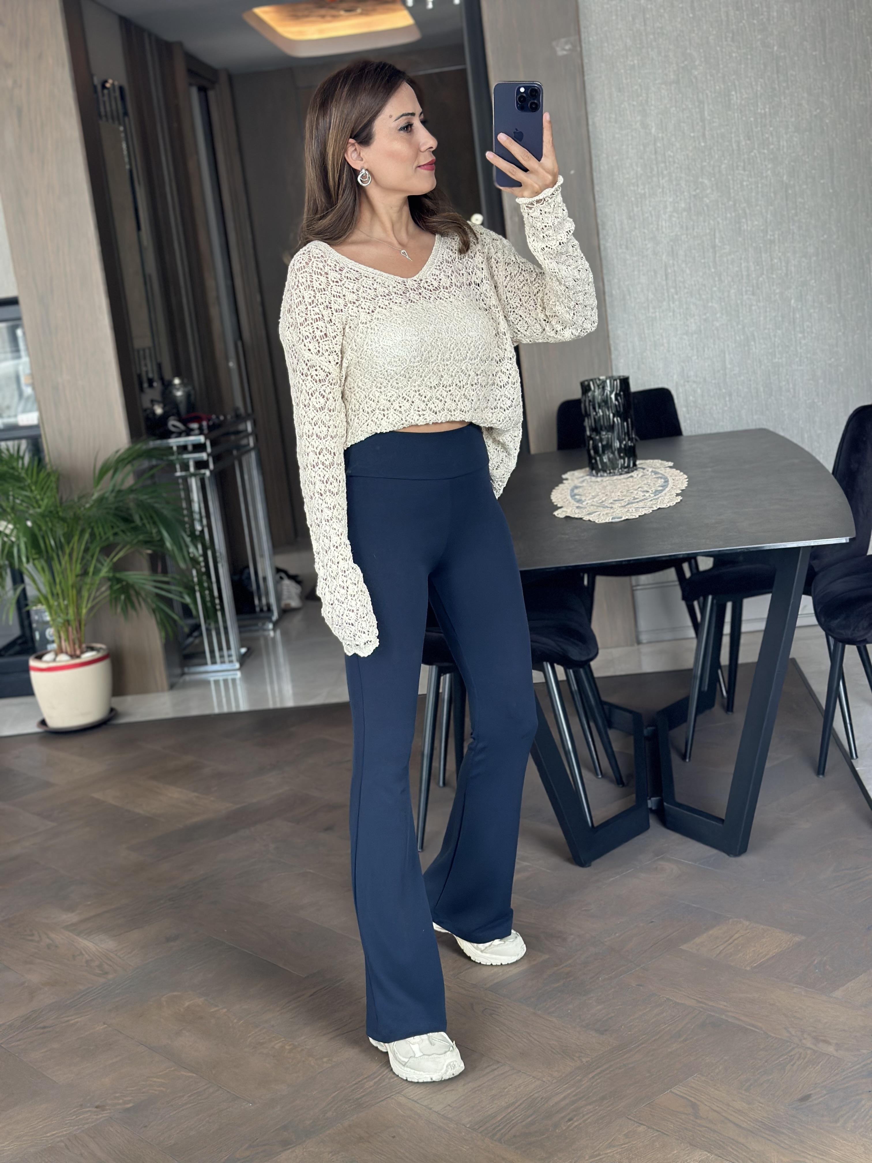 Lacivert Modal İspanyol Paça Kadın Tayt