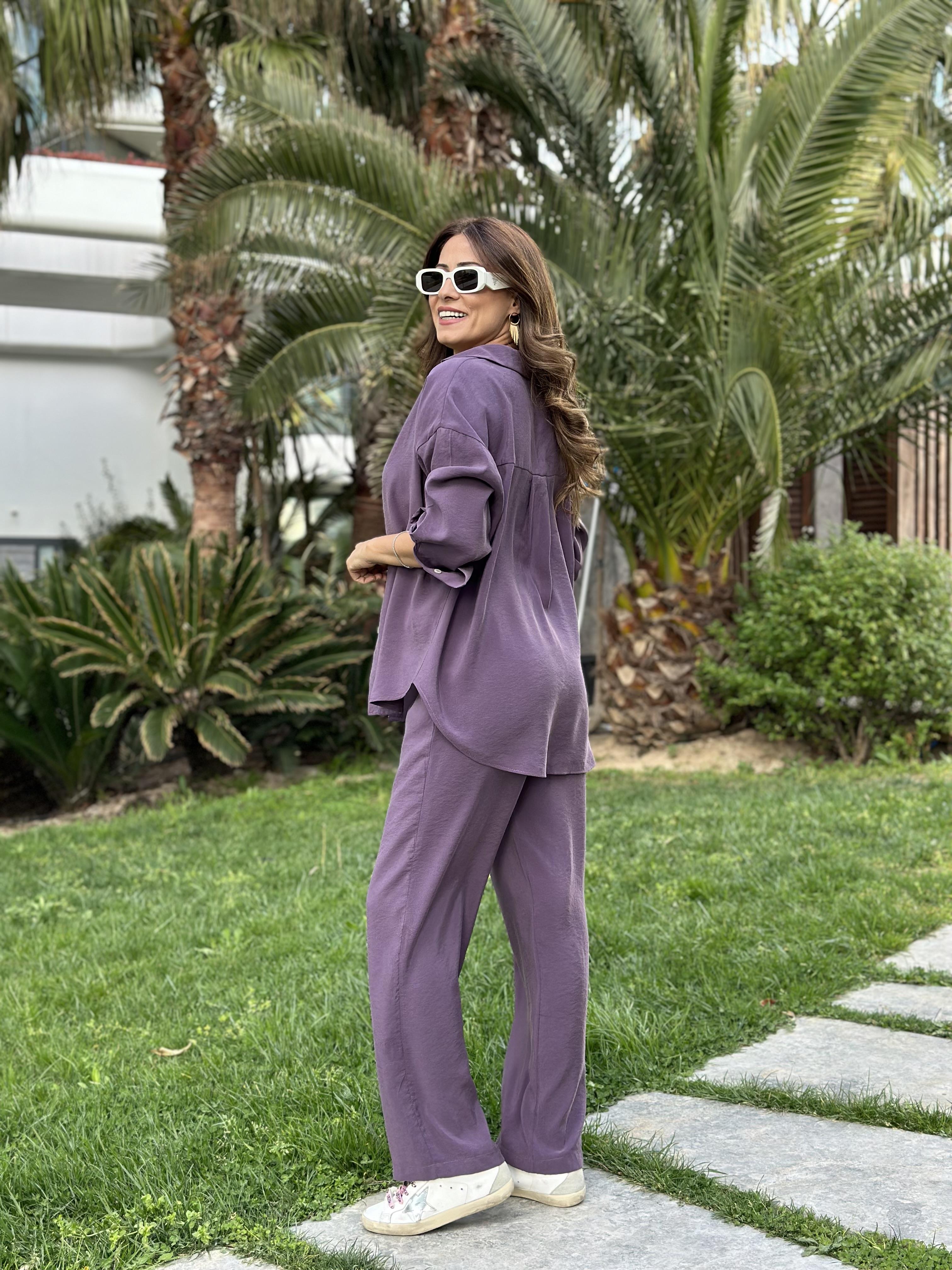 Leylak Orjinal Marka Tnsel Gömlek Pantolon Kadın Alt Üst Takım