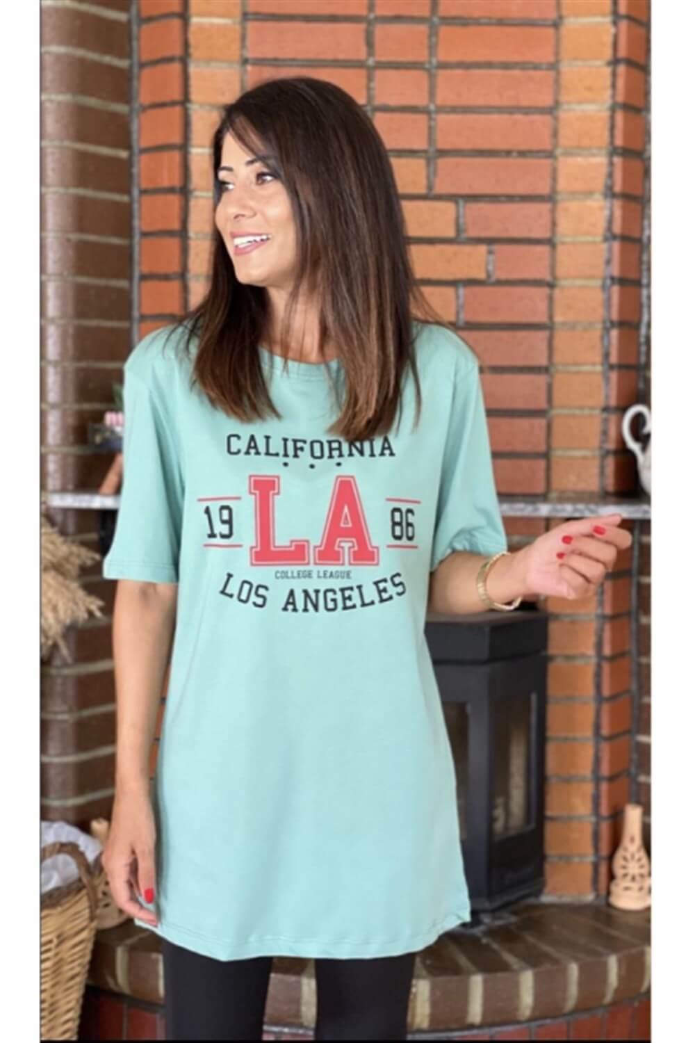 Mint Yeşili La T-Shirt