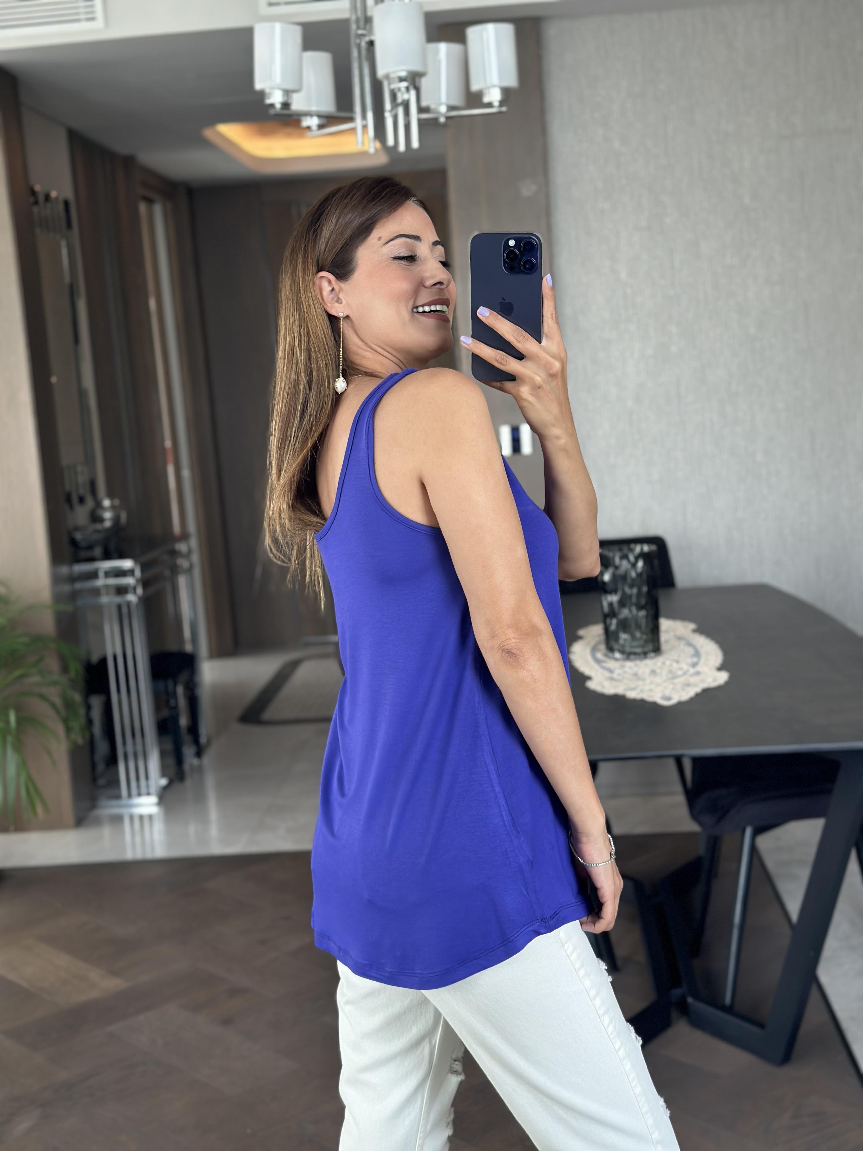 Mor Askılı Eteği Oval Oversize Kadın Bluz