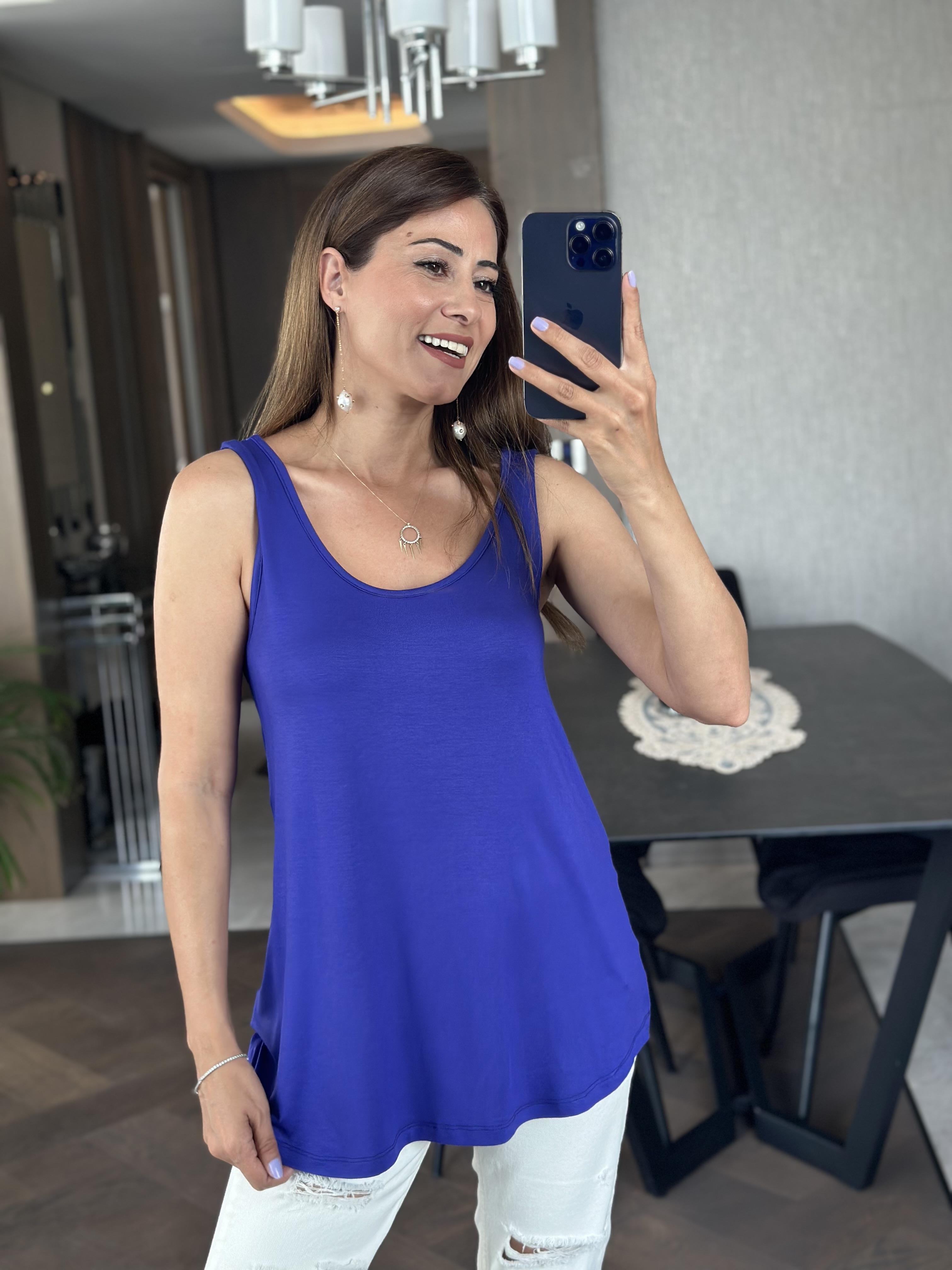 Mor Askılı Eteği Oval Oversize Kadın Bluz