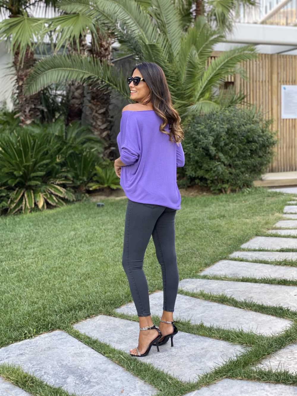 Mor Düz Merserize Kadın Bluz