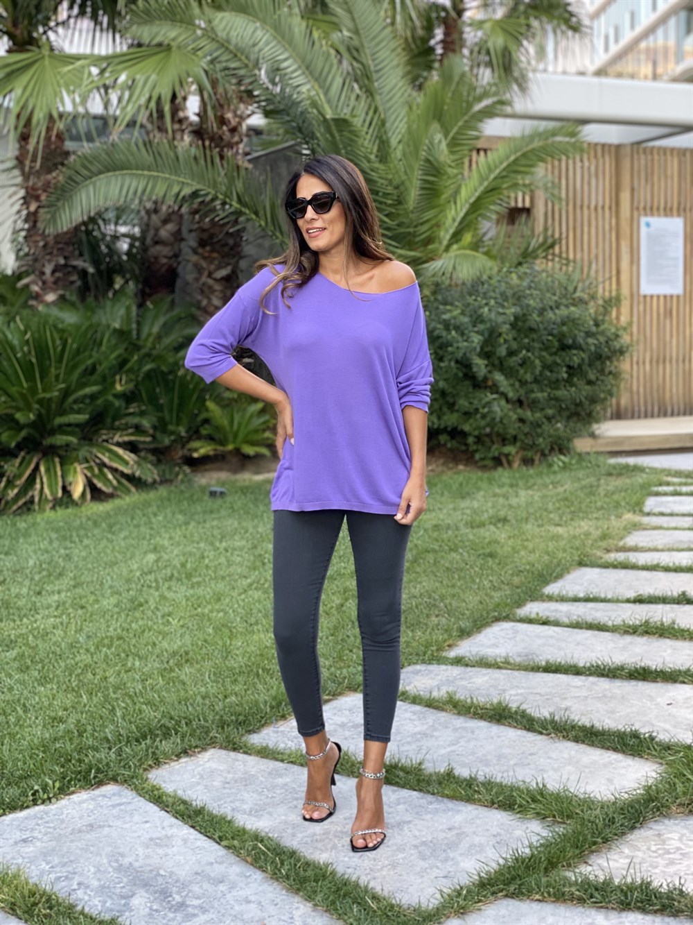 Mor Düz Merserize Kadın Bluz