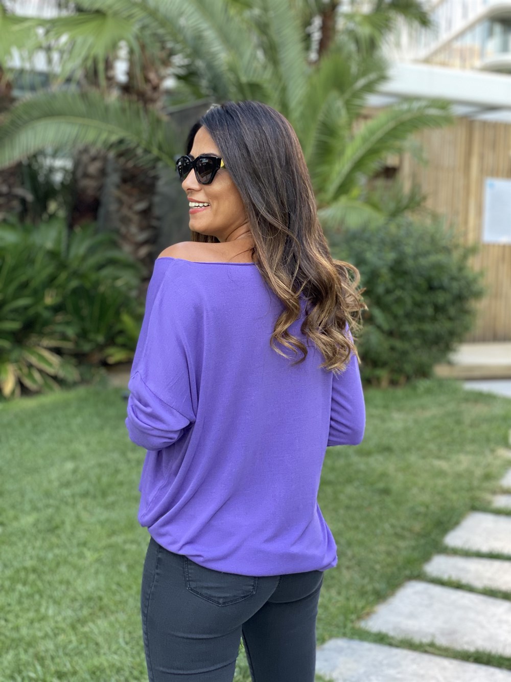 Mor Düz Merserize Kadın Bluz