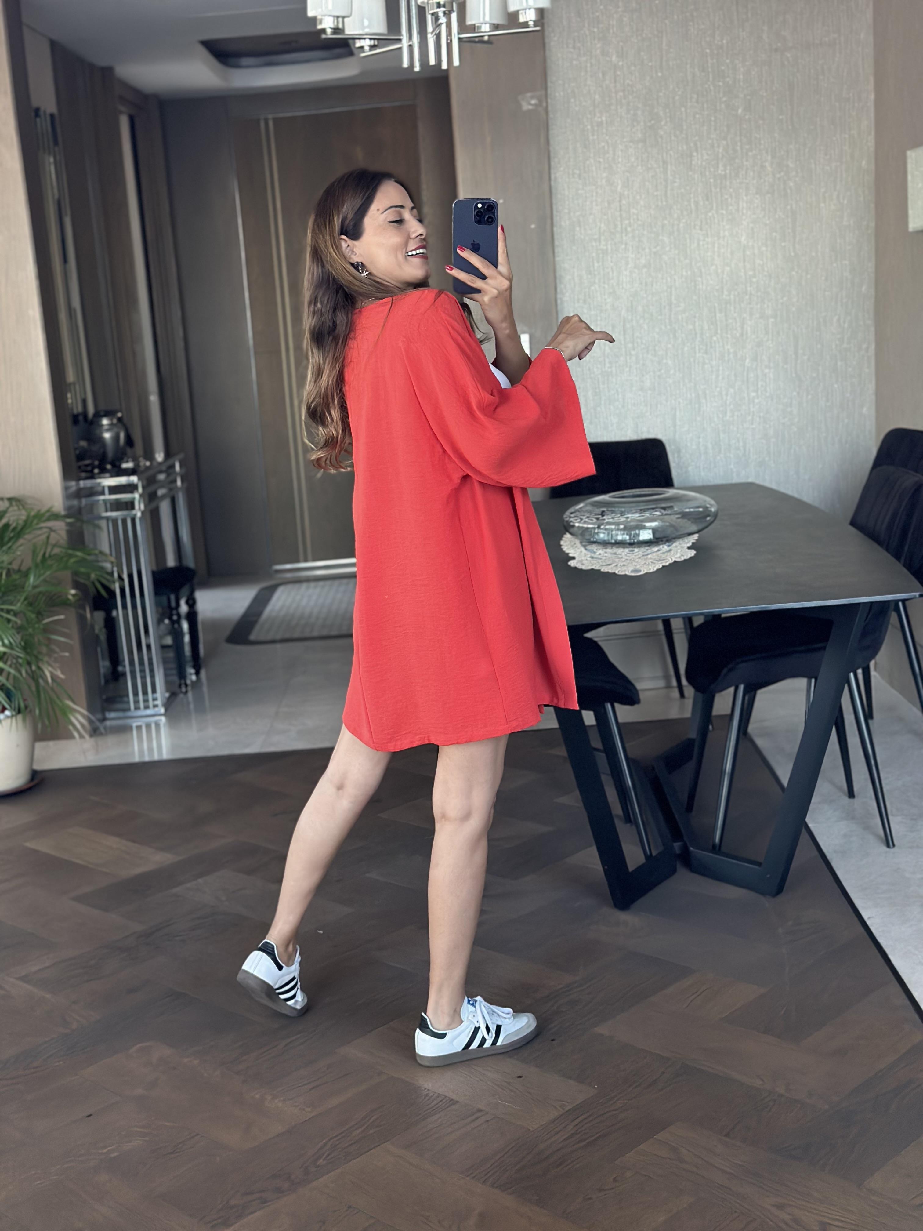 Nar Çiçeği Aerobin Şortlu Kimono Kadın Alt Üst Takım