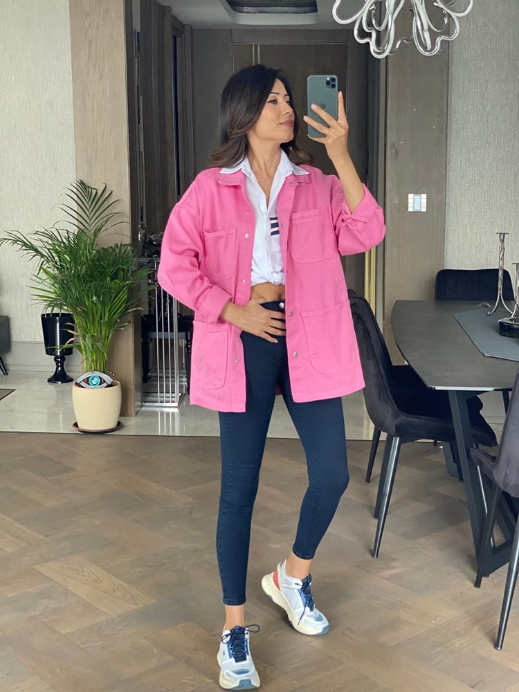 Pembe Dört Cepli Gabardin Trençkot