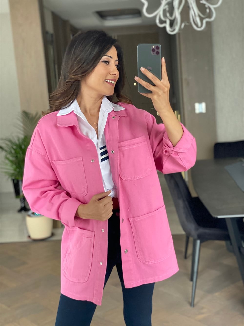 Pembe Dört Cepli Gabardin Trençkot