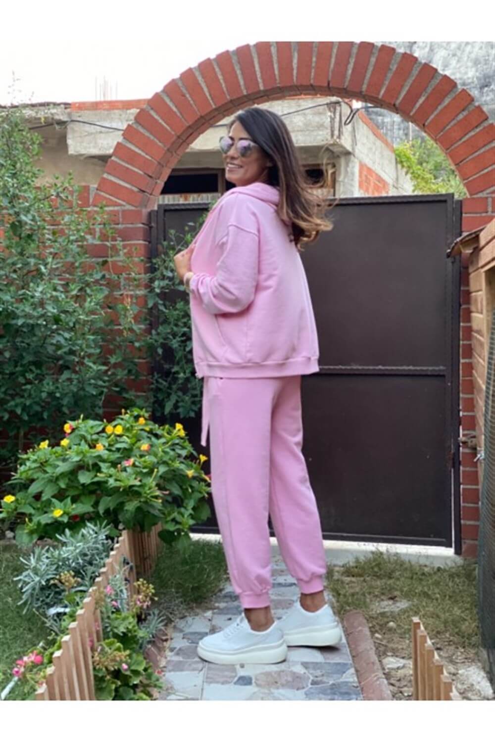 Pembe Fermuarlı Sweatshirt