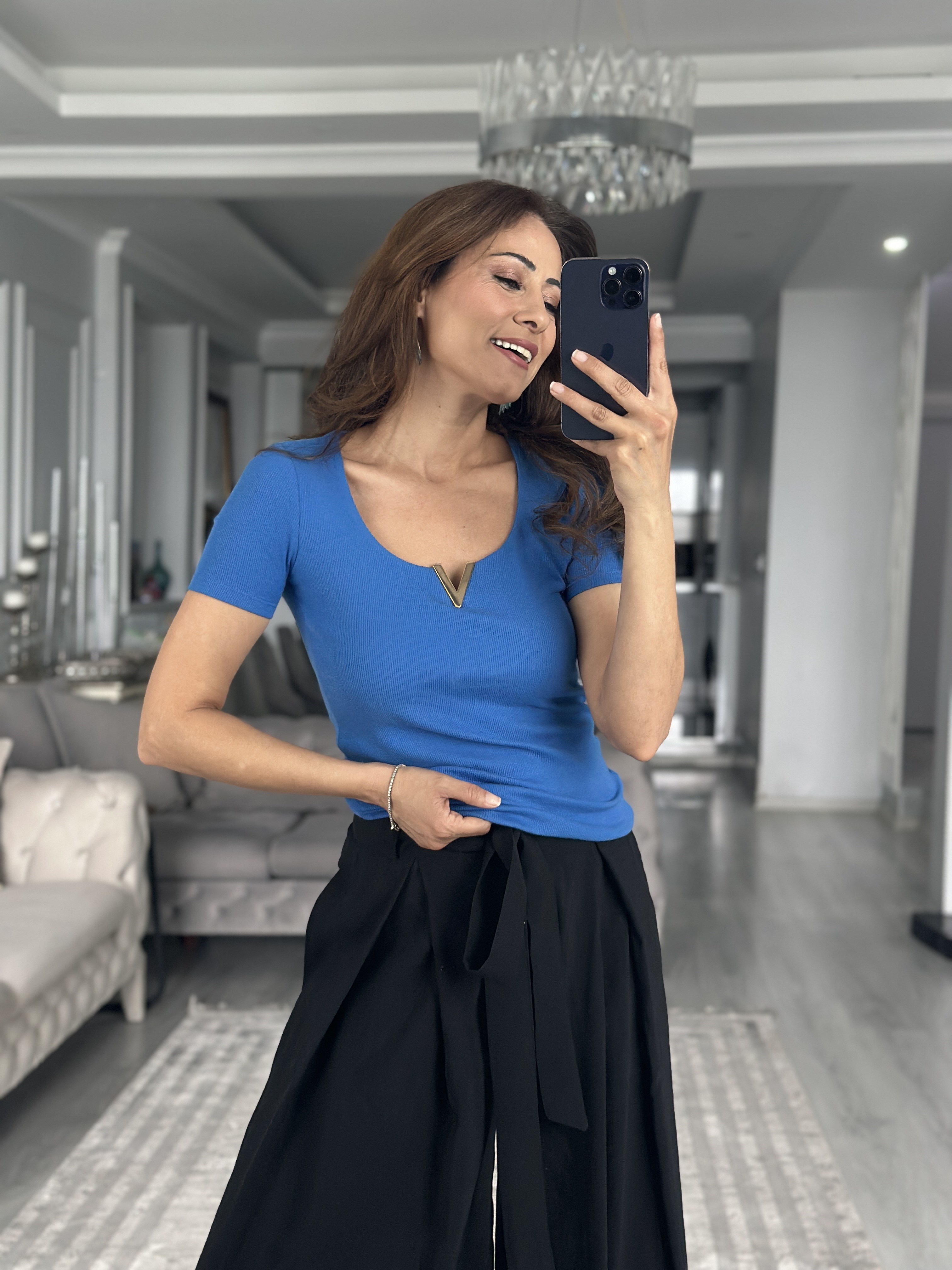 Saks Kısa Kol Gold V Demirli Kaşkorse Kadın Body