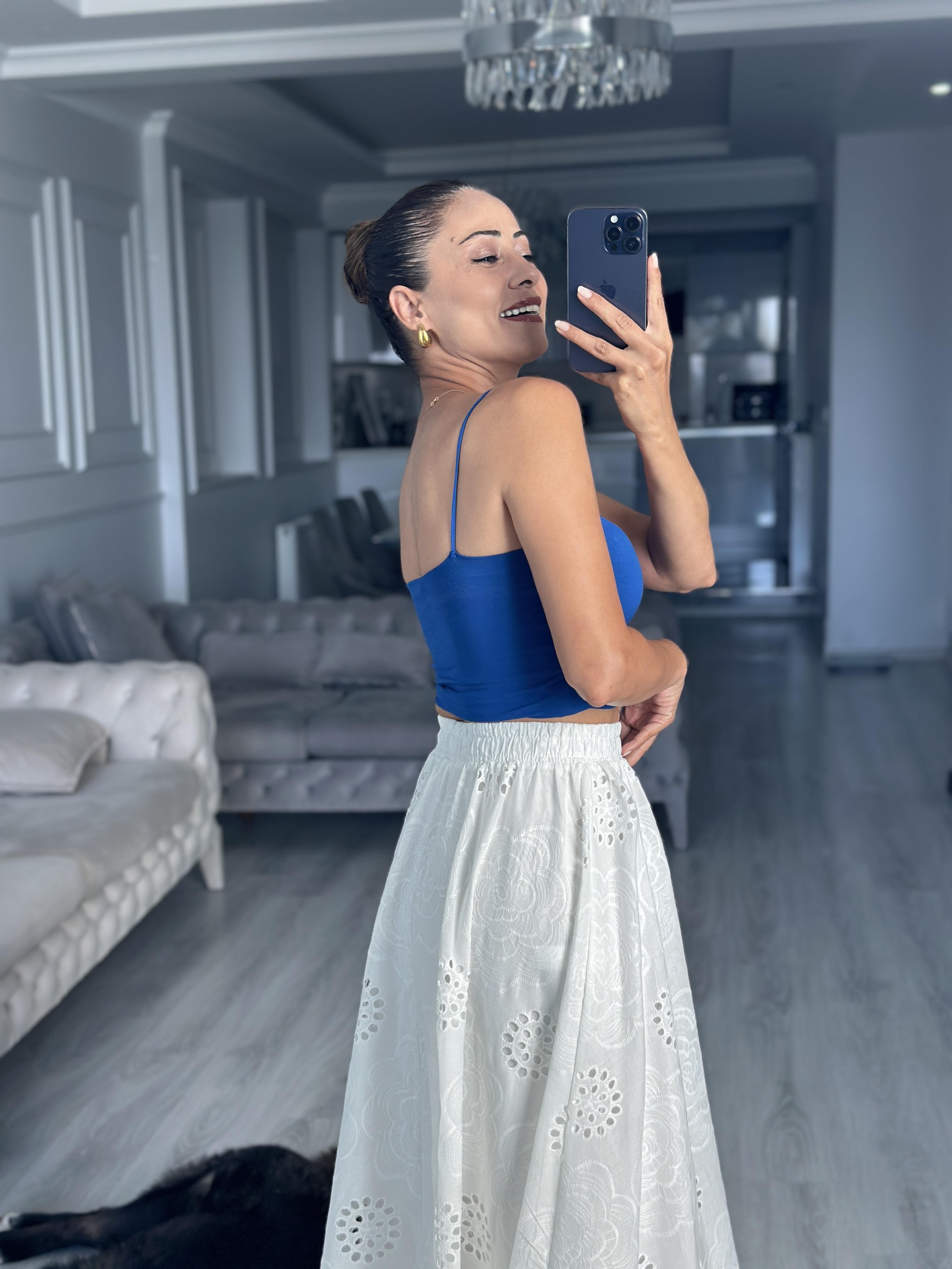 Saks Kuplu Lastik Askılı Kadın Body