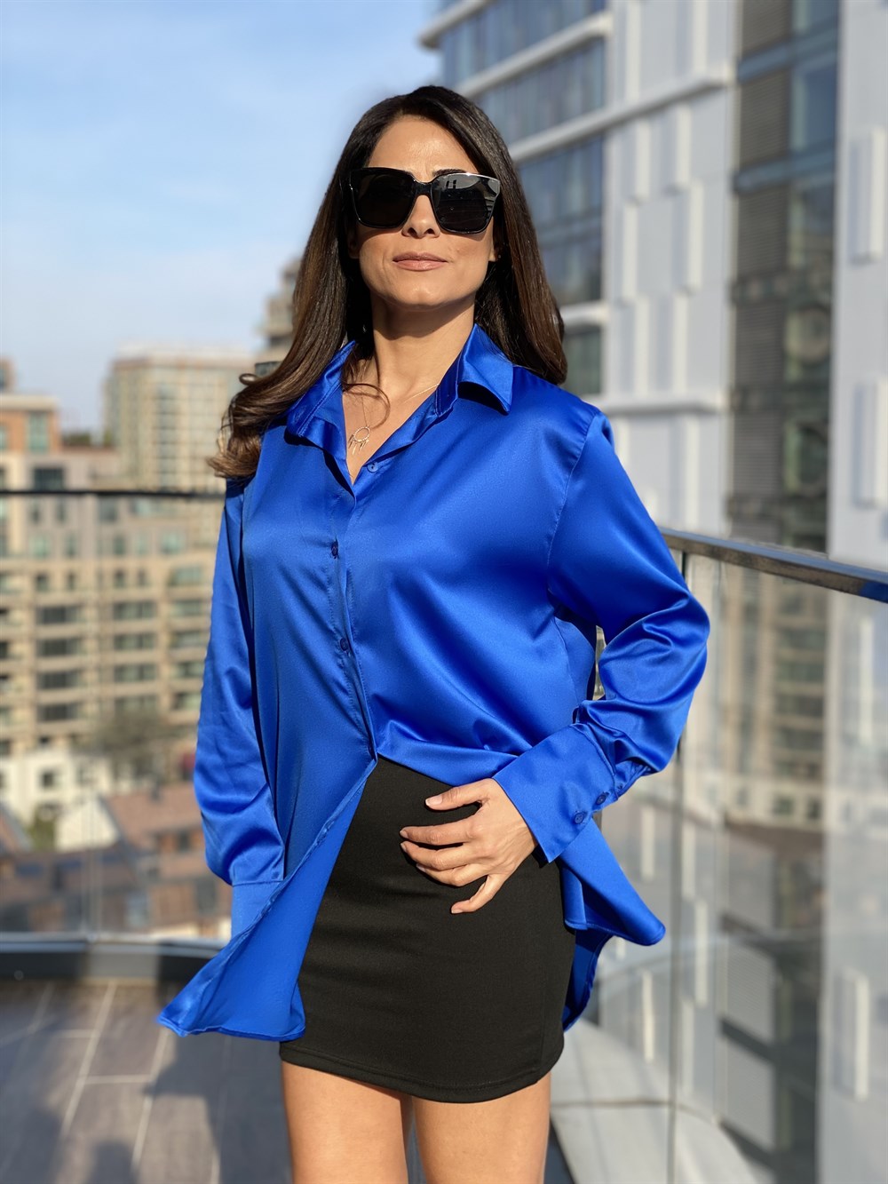 Saks Oversize Saten Gömlek