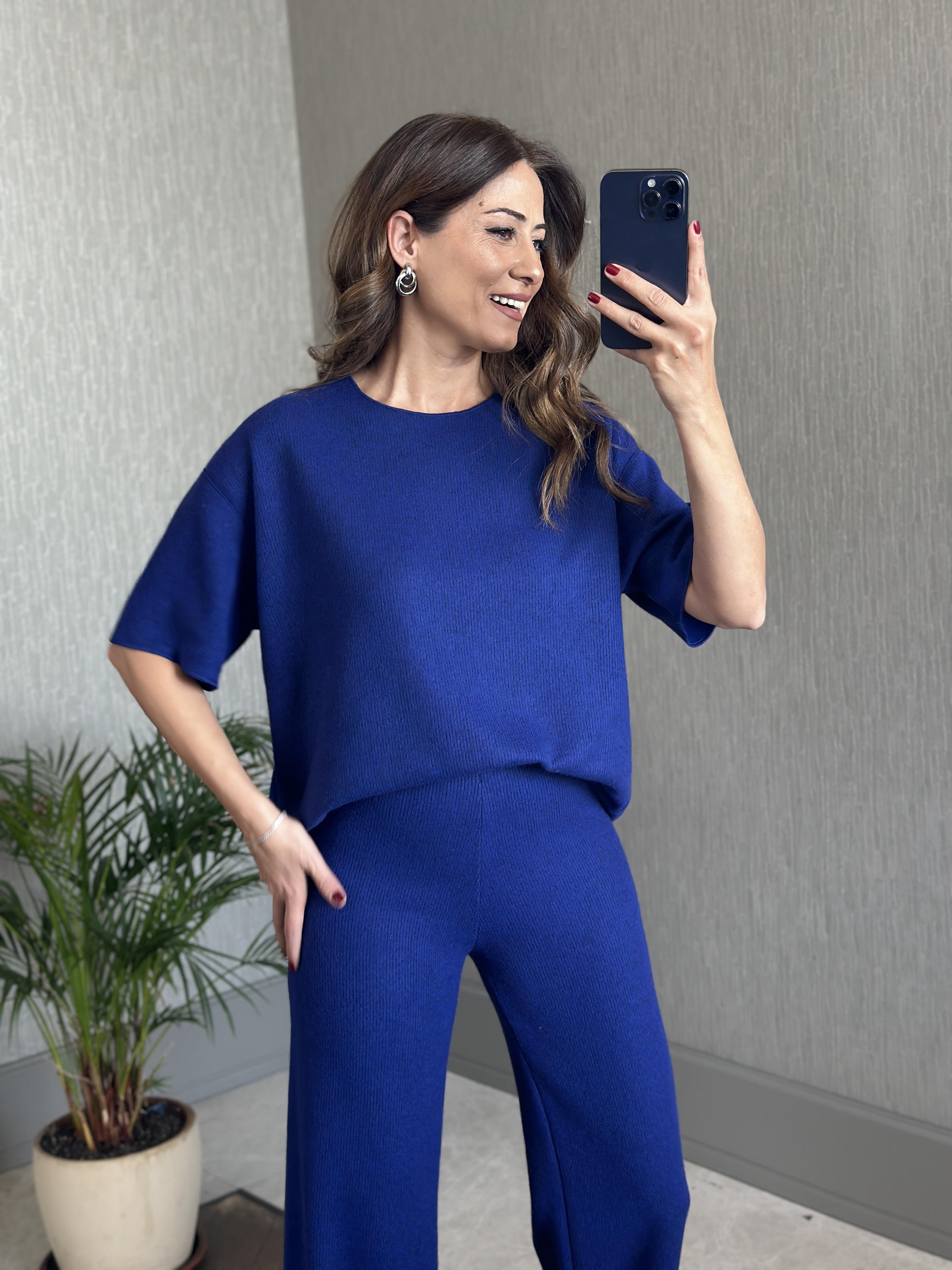 Saks Yumoş Kısa Kol Bluz Pantolon Kadın Alt Üst Takım