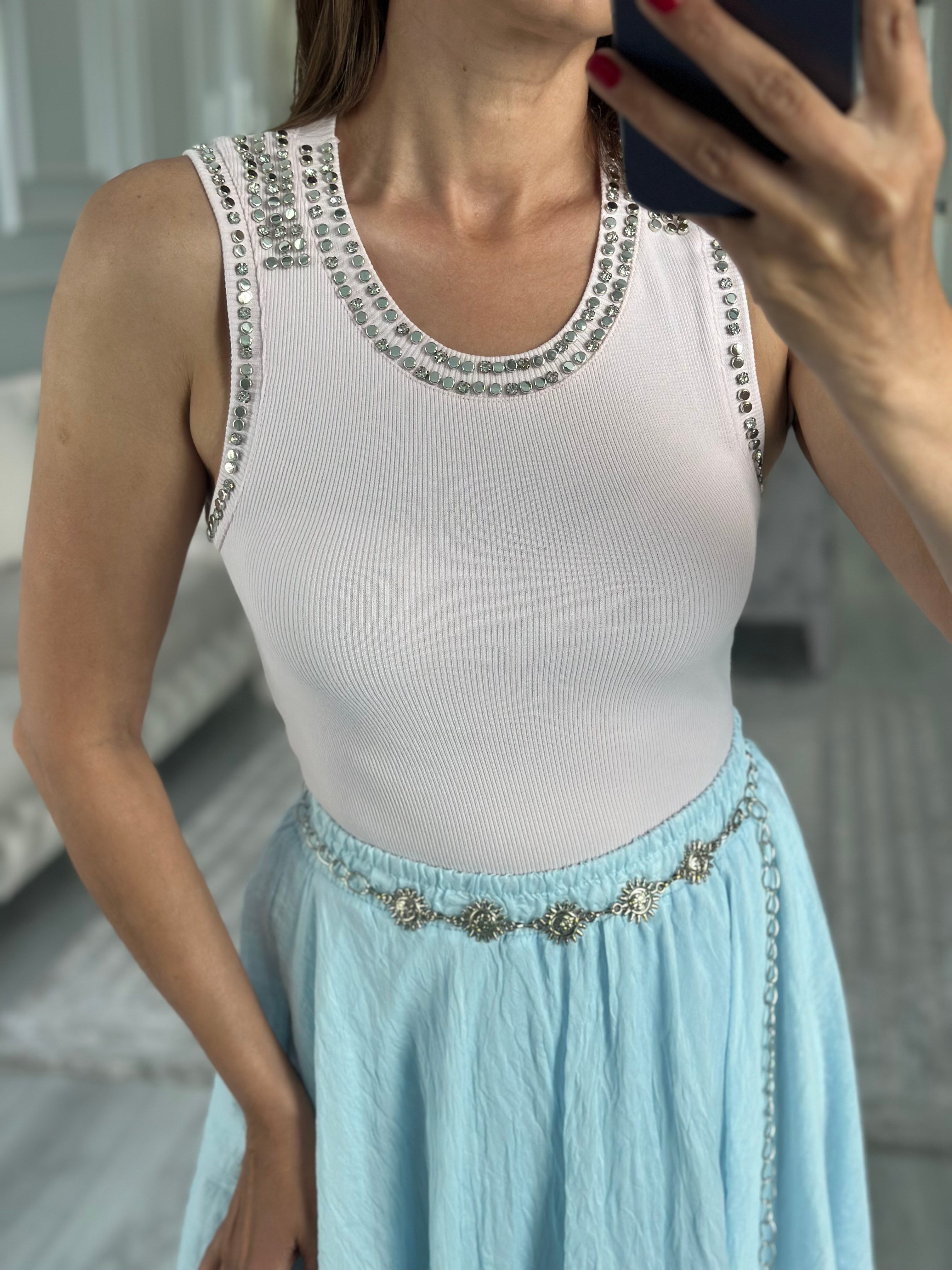 Şeker Pembe Troklu Sıfır Kol Kaşkorse Kadın Body