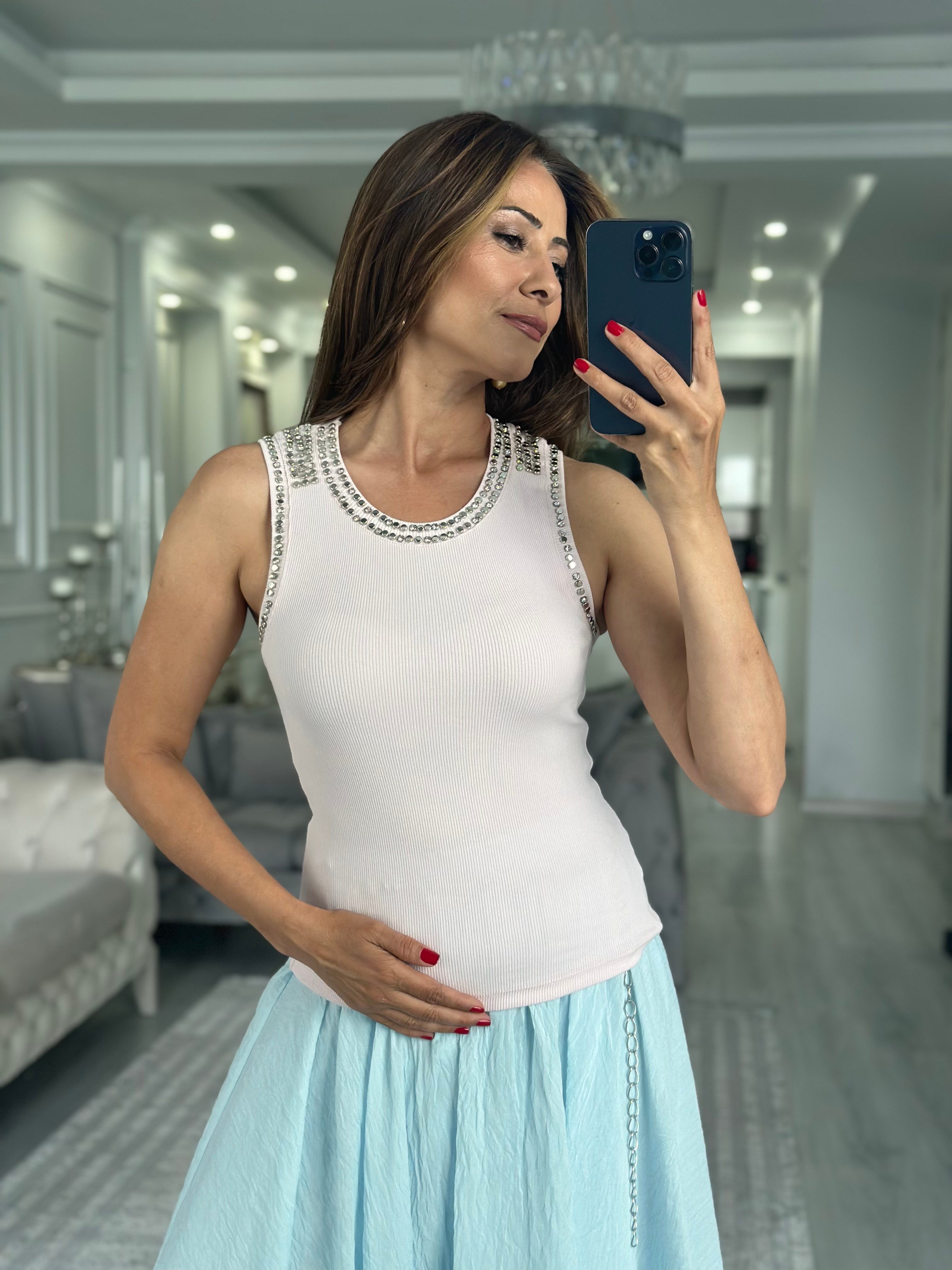Şeker Pembe Troklu Sıfır Kol Kaşkorse Kadın Body