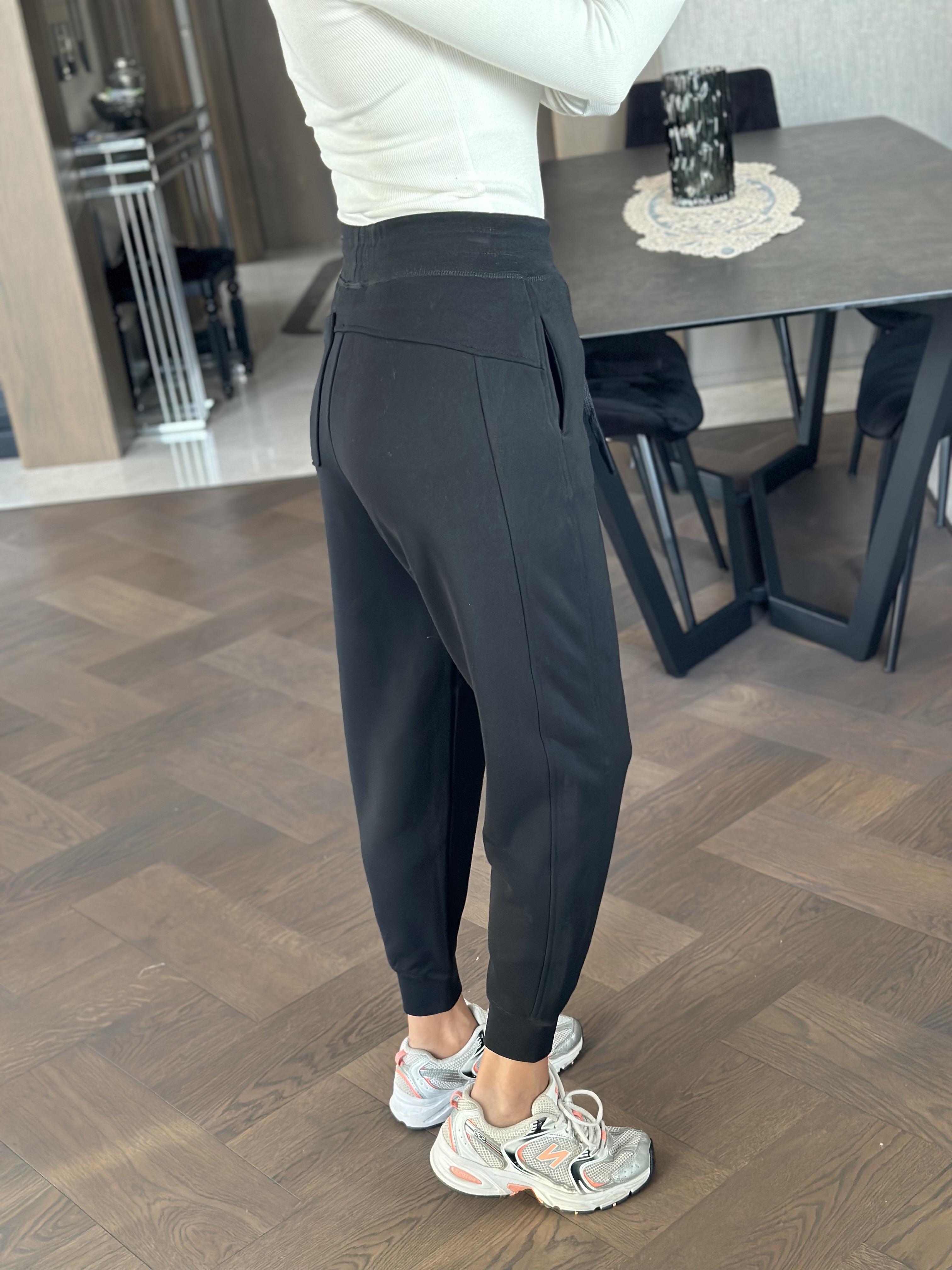 Siyah Marka Model Yanları Çift Dikişli  Kadın Eşofman Altı 