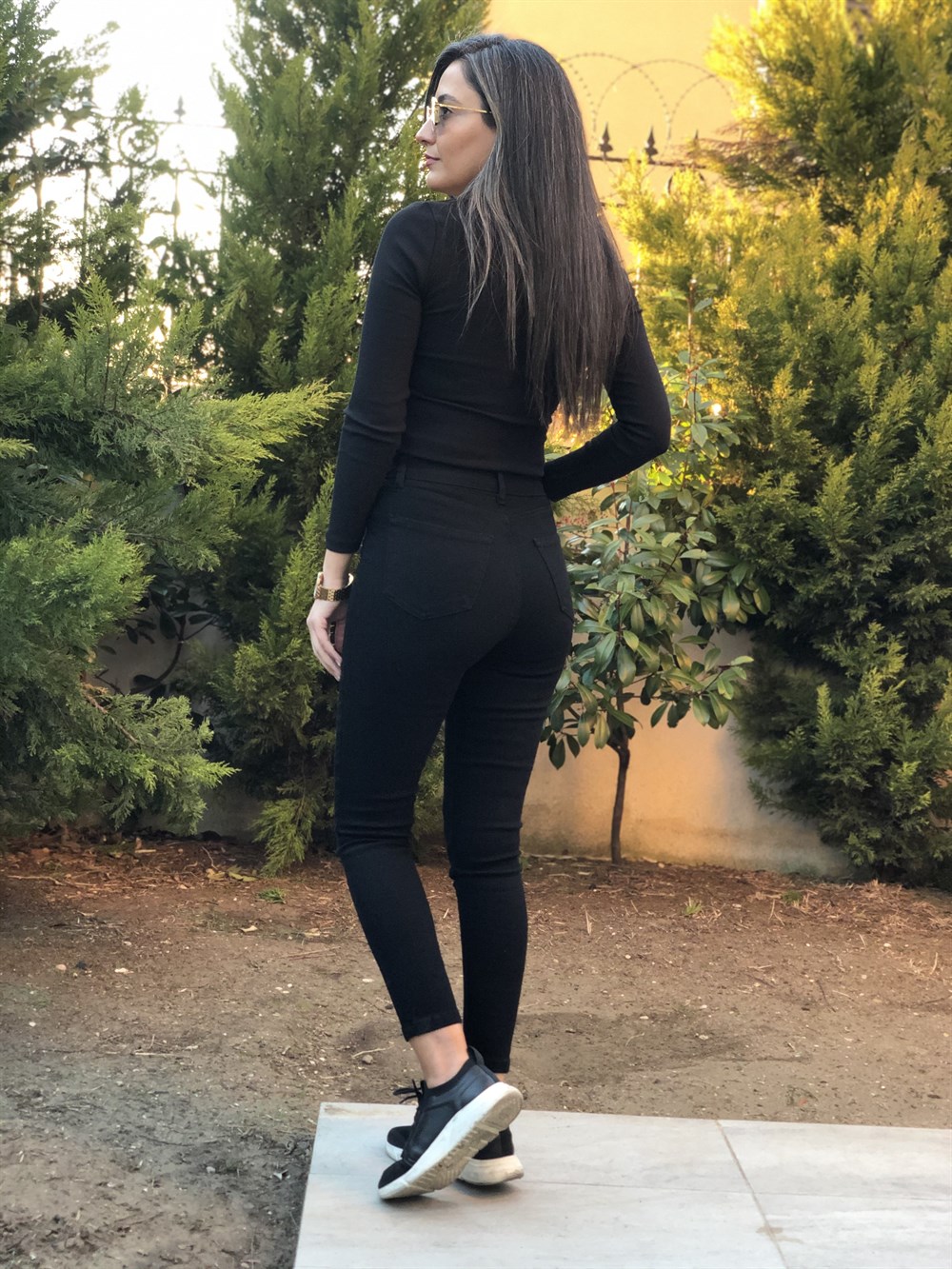 Siyah Örme Skinny Jean