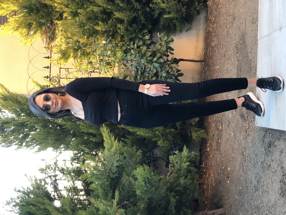 Siyah Örme Skinny Jean