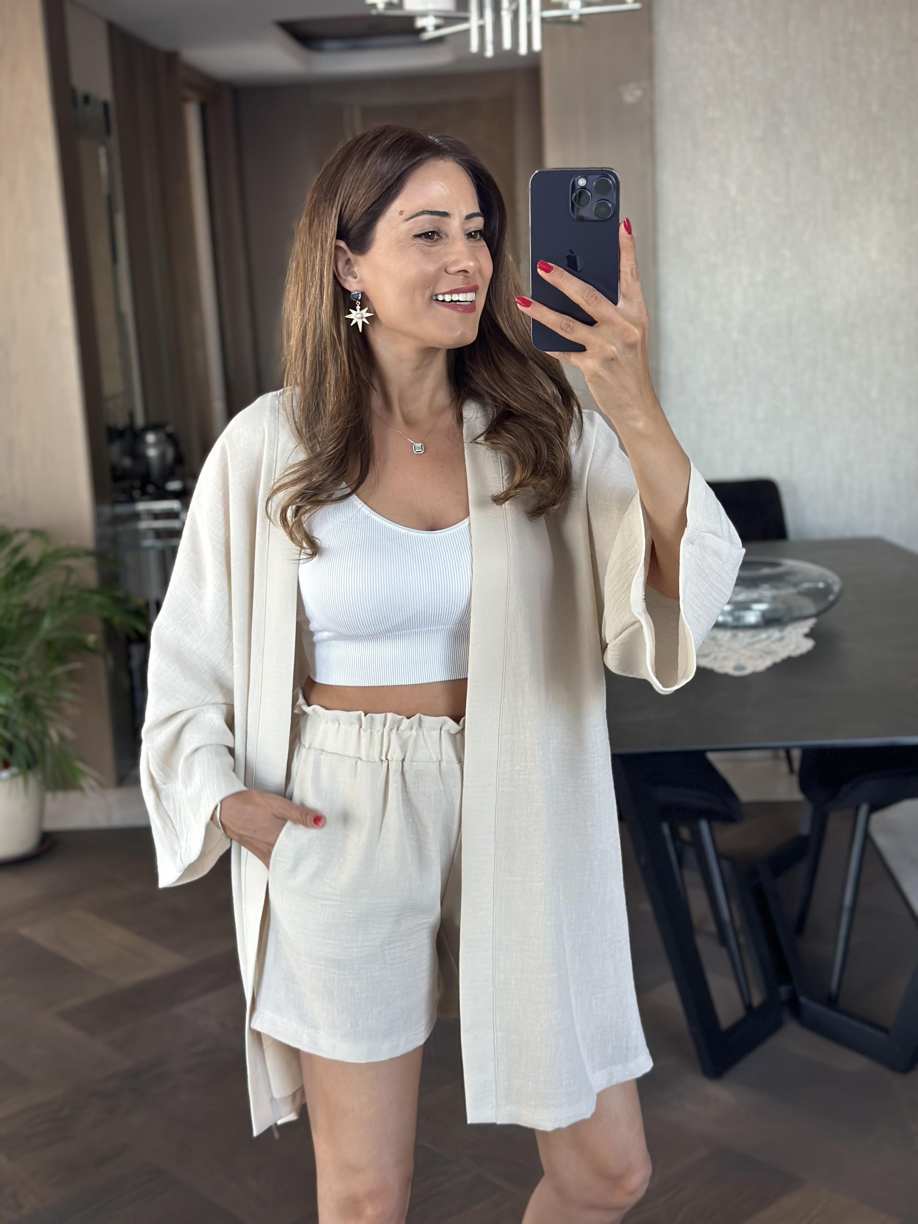 Taş Aerobin Şortlu Kimono Kadın Alt Üst Takım