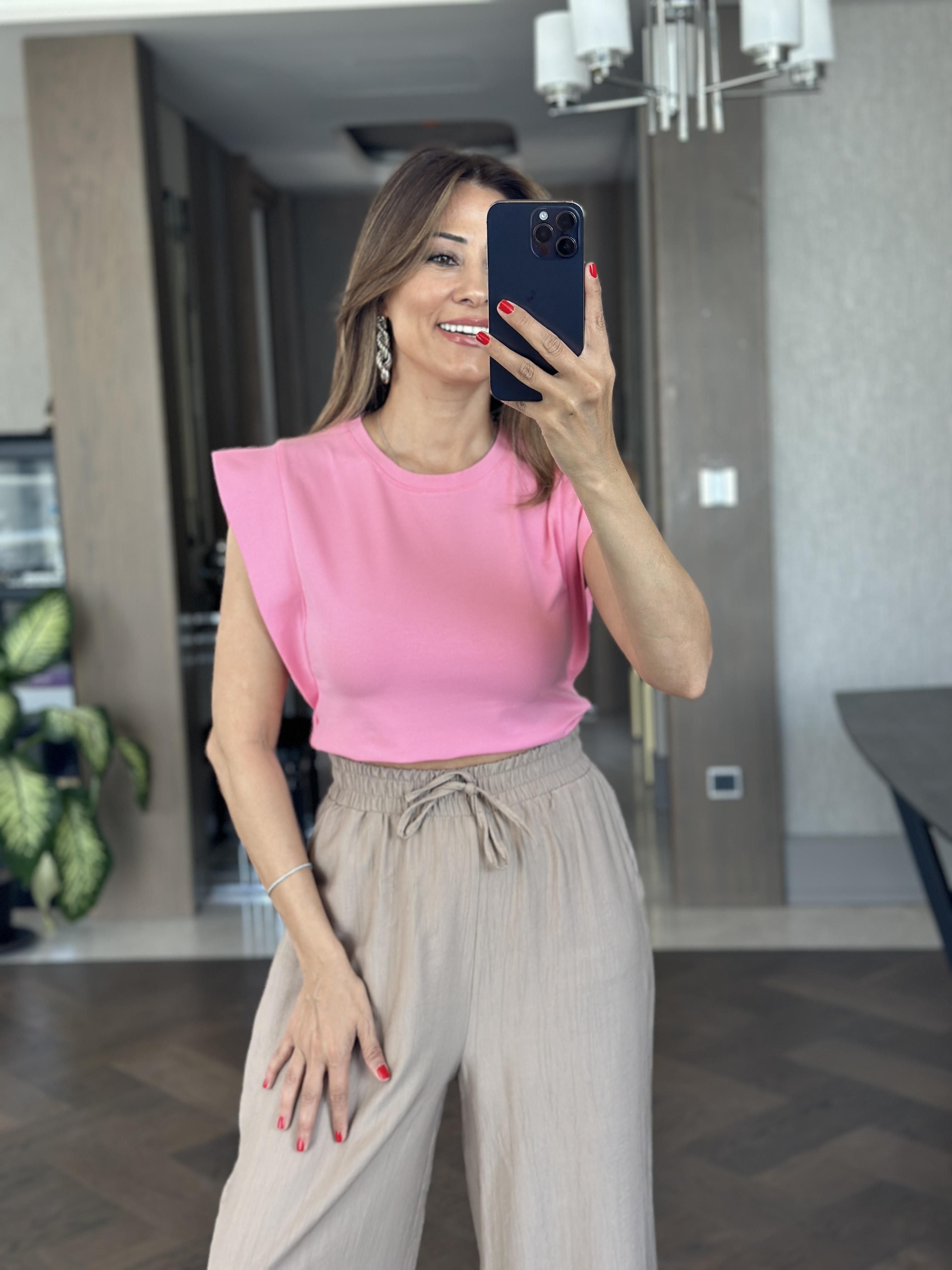 Vizon Bağcık Detay Çilek Yürüyüş Kadın Pantolon